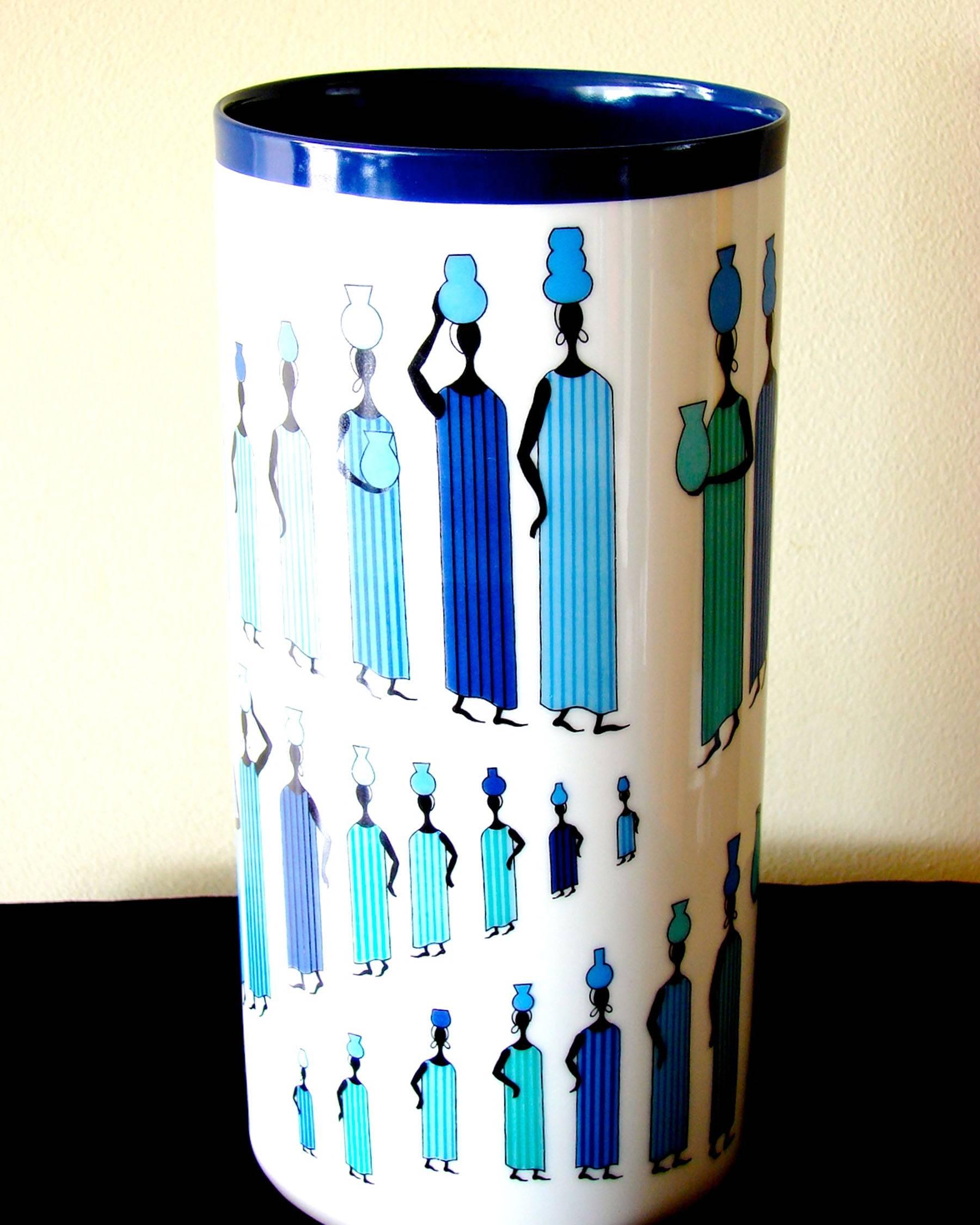 Gray Rare Emilio Pucci for Rosenthal 'Water Carriers' Porcelain China Vase 1970s 