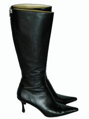 Gucci Black Kidskin Leather Knee High Boots Gomma Bali sz7.5 + Box + Dust Cover