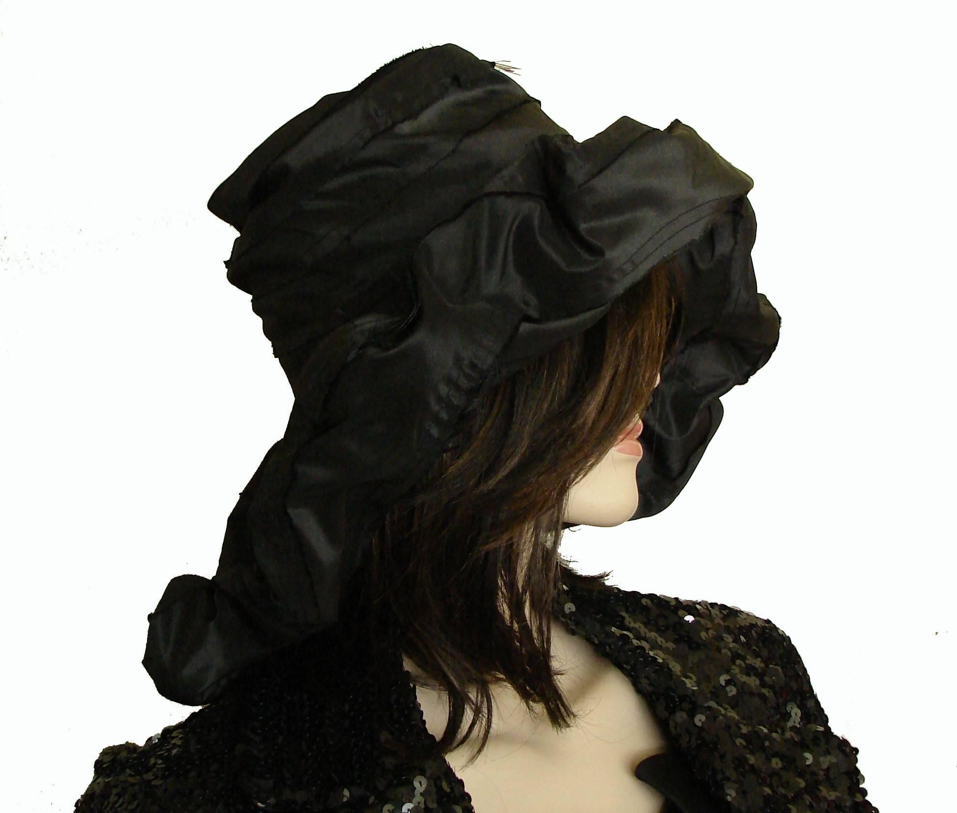 Extremely Rare Ivan Grundahl Abstract Black Silk Hat with Wire Frame New + Tags 1