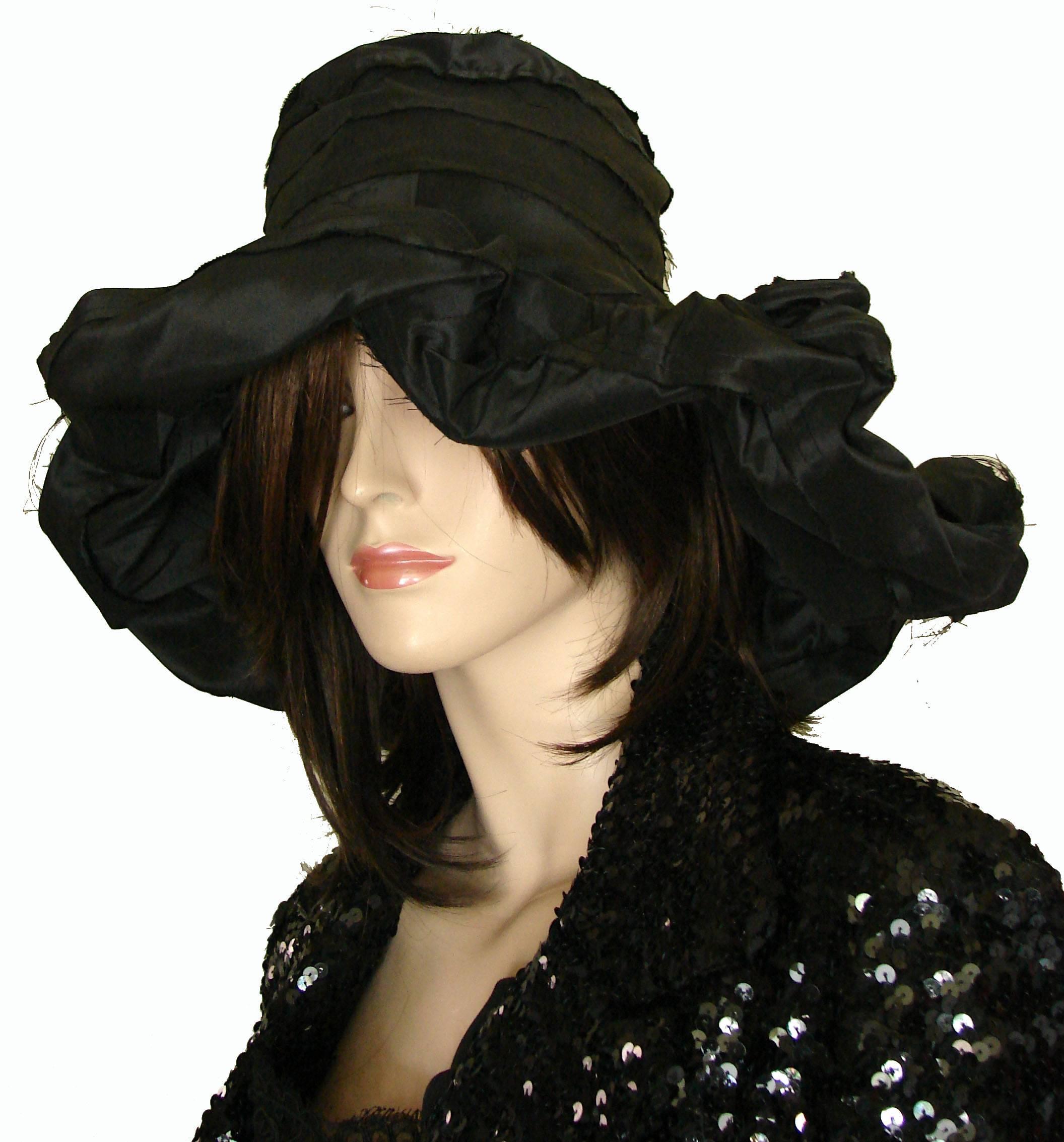 Women's Extremely Rare Ivan Grundahl Abstract Black Silk Hat with Wire Frame New + Tags