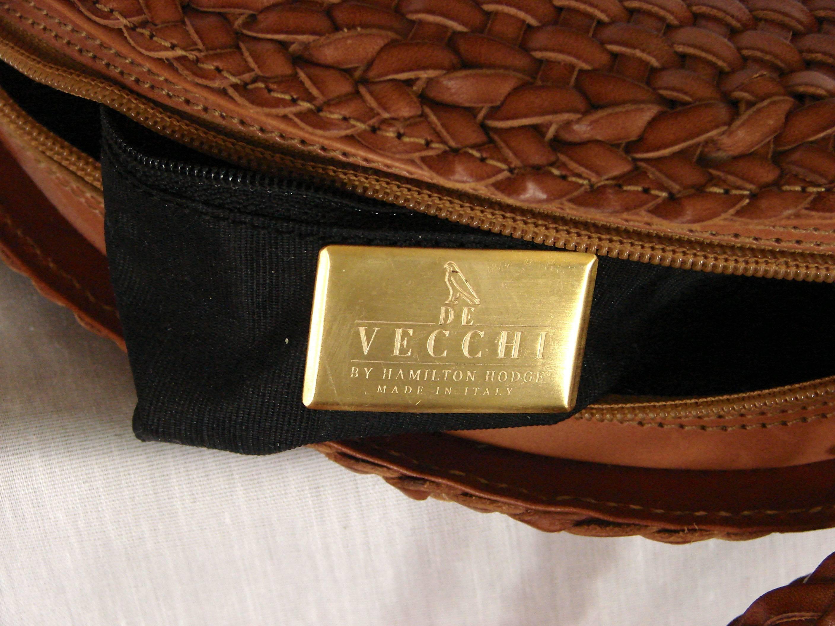 Women's De Vecchi by Hamilton Hodge Woven Leather Handbag Shoulder Bag Purse Italy