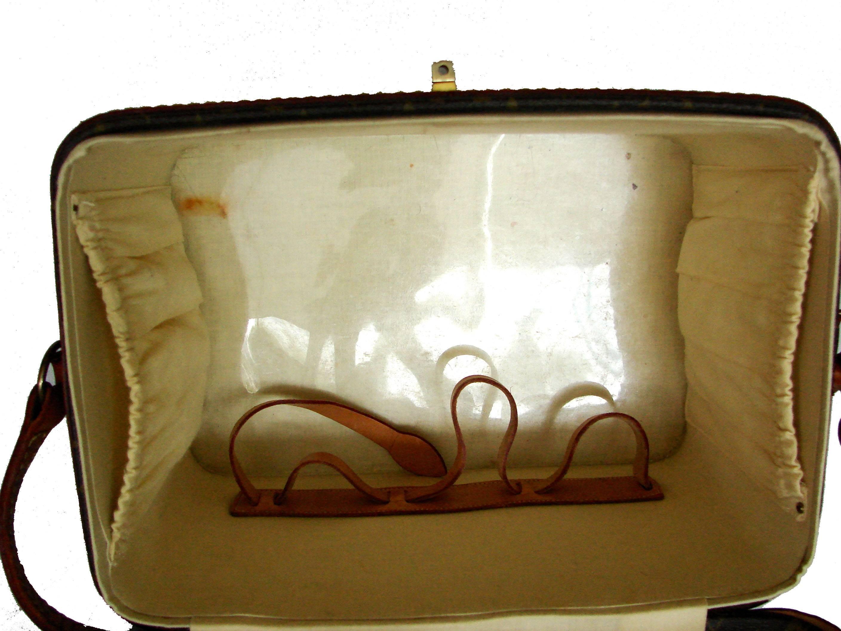Louis Vuitton Monogram Train Case Toiletries Bag + Luggage Tag + Lock 1980s 3