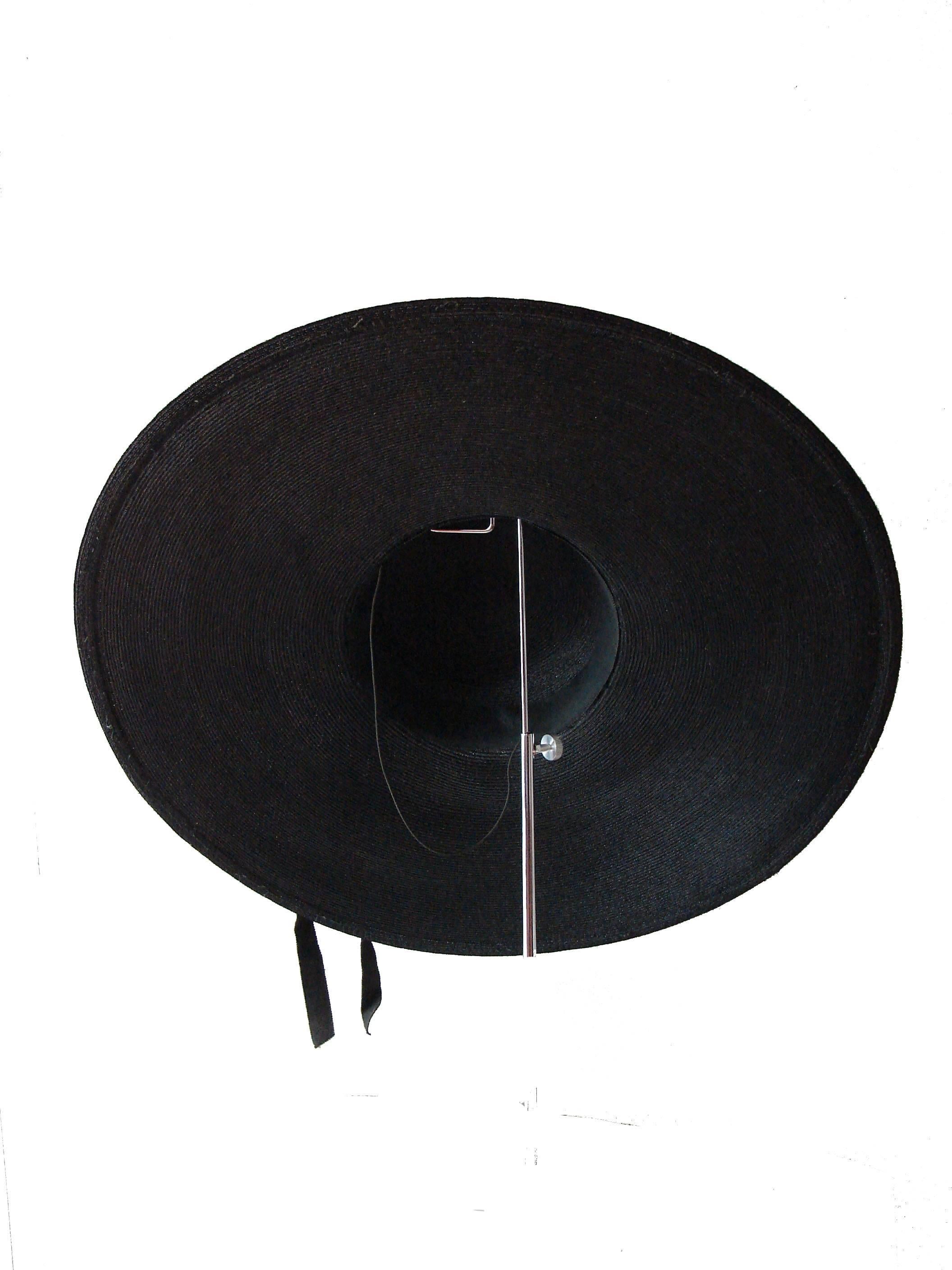 Iconic 1940s Black Wide Brim Hat with Ribbon  In Good Condition In Port Saint Lucie, FL