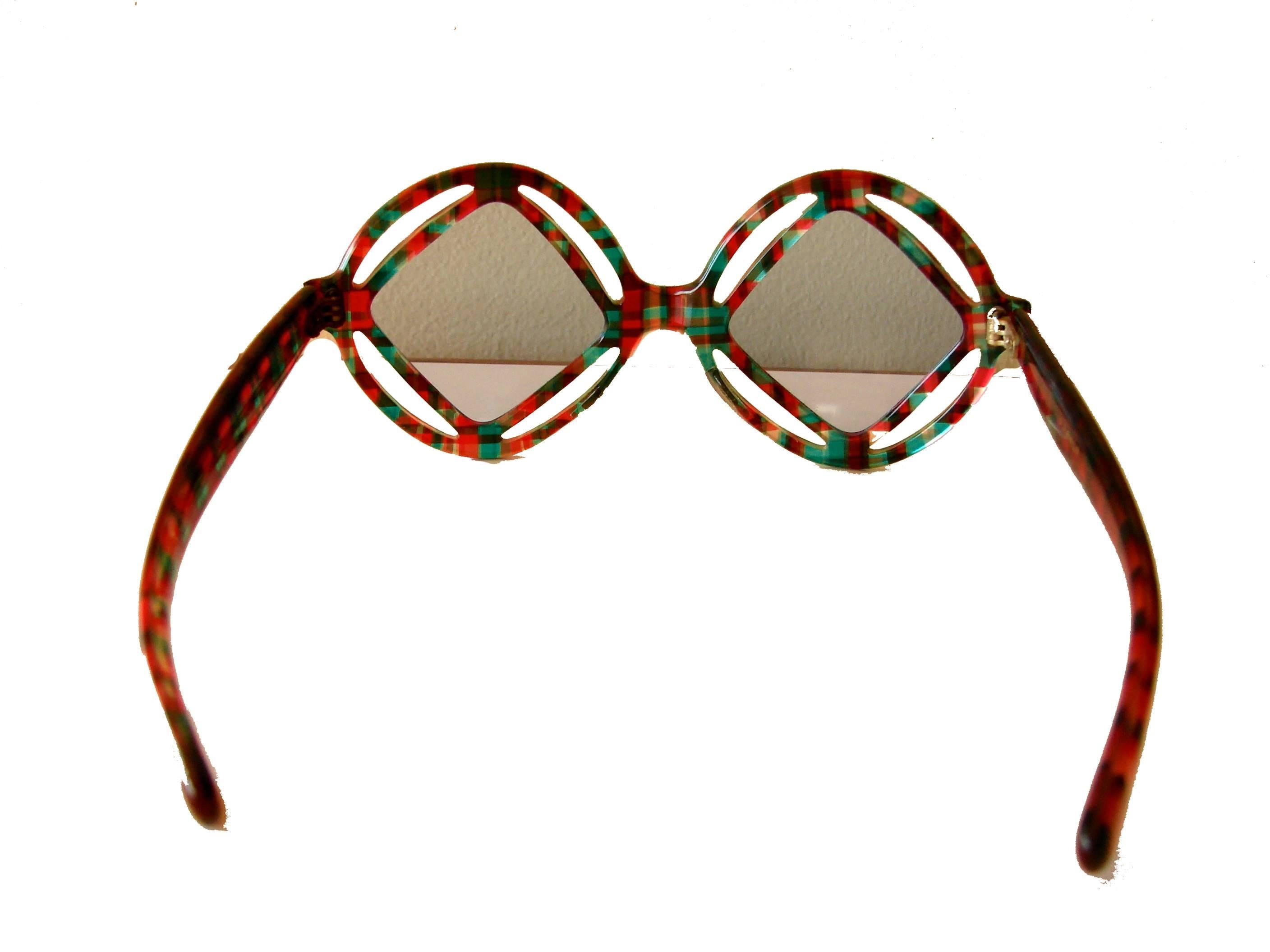 Unique Paulette Guinet Sunglasses Op Art Modernist Frame 1970s 2