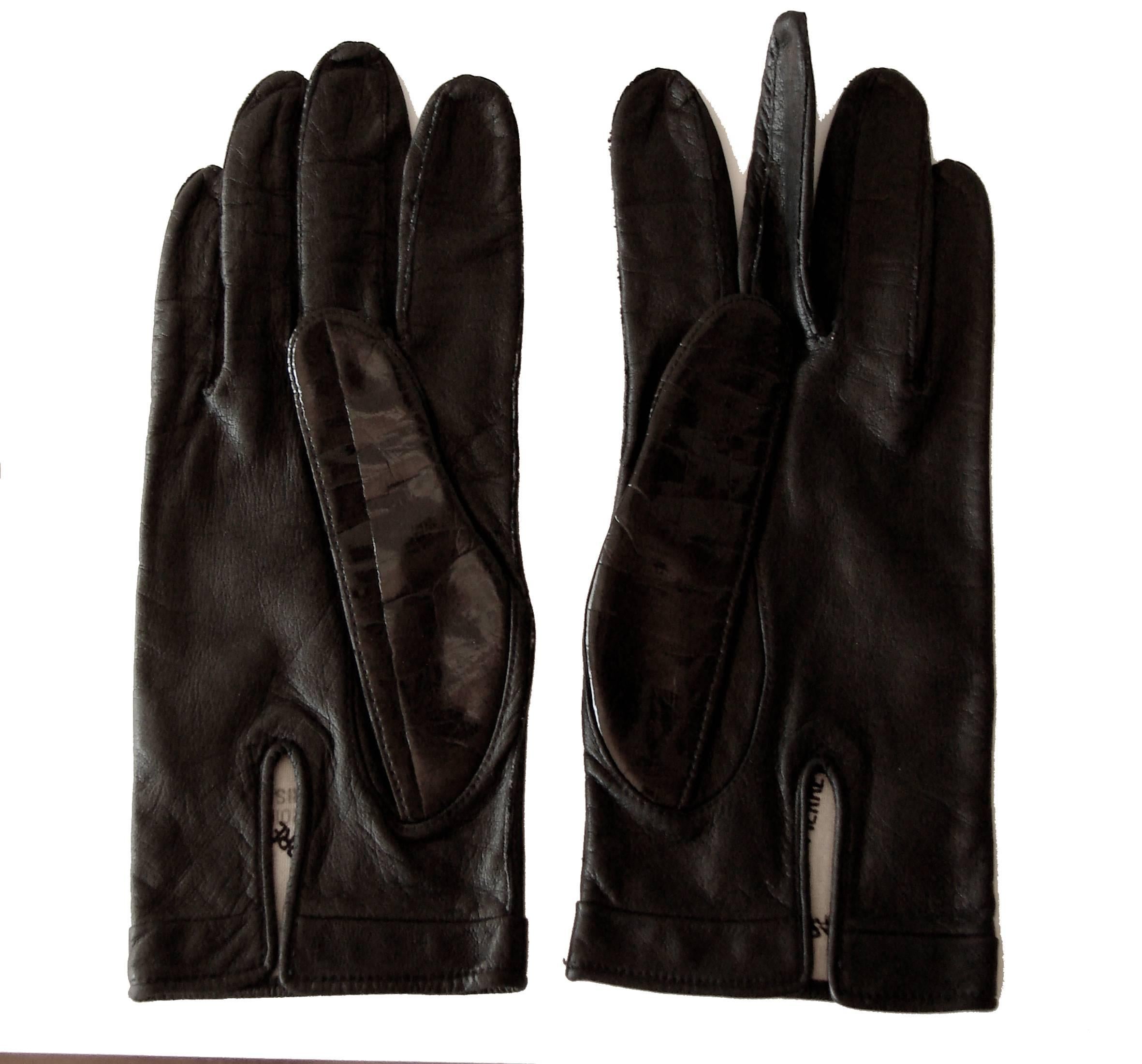 black patent leather gloves