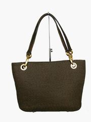 Eric Javits - Borsa a tracolla intrecciata nera e oro - stile Squishee Clip