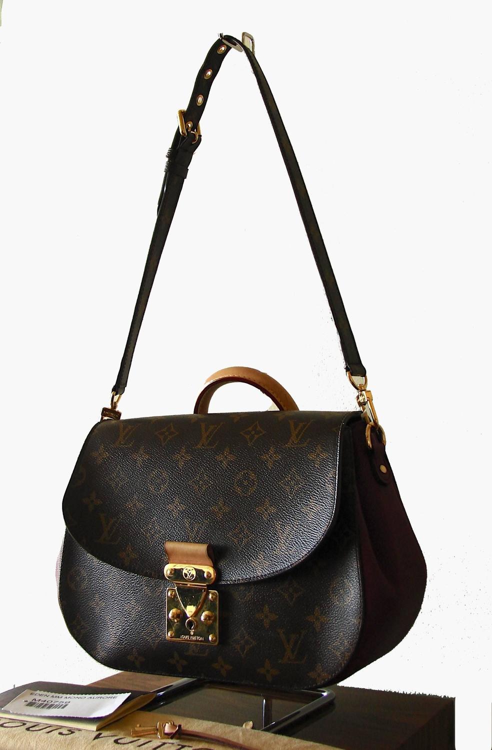 Louis Vuitton Eden MM Monogram Aurore Bag Purse + Shoulder Strap + Dust Cover For Sale at 1stdibs