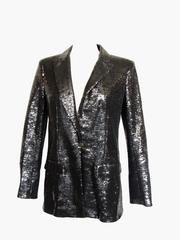Chanel Evening Jacket Black Sequins with Contrast Cuffs and Collar Sz 44 09C