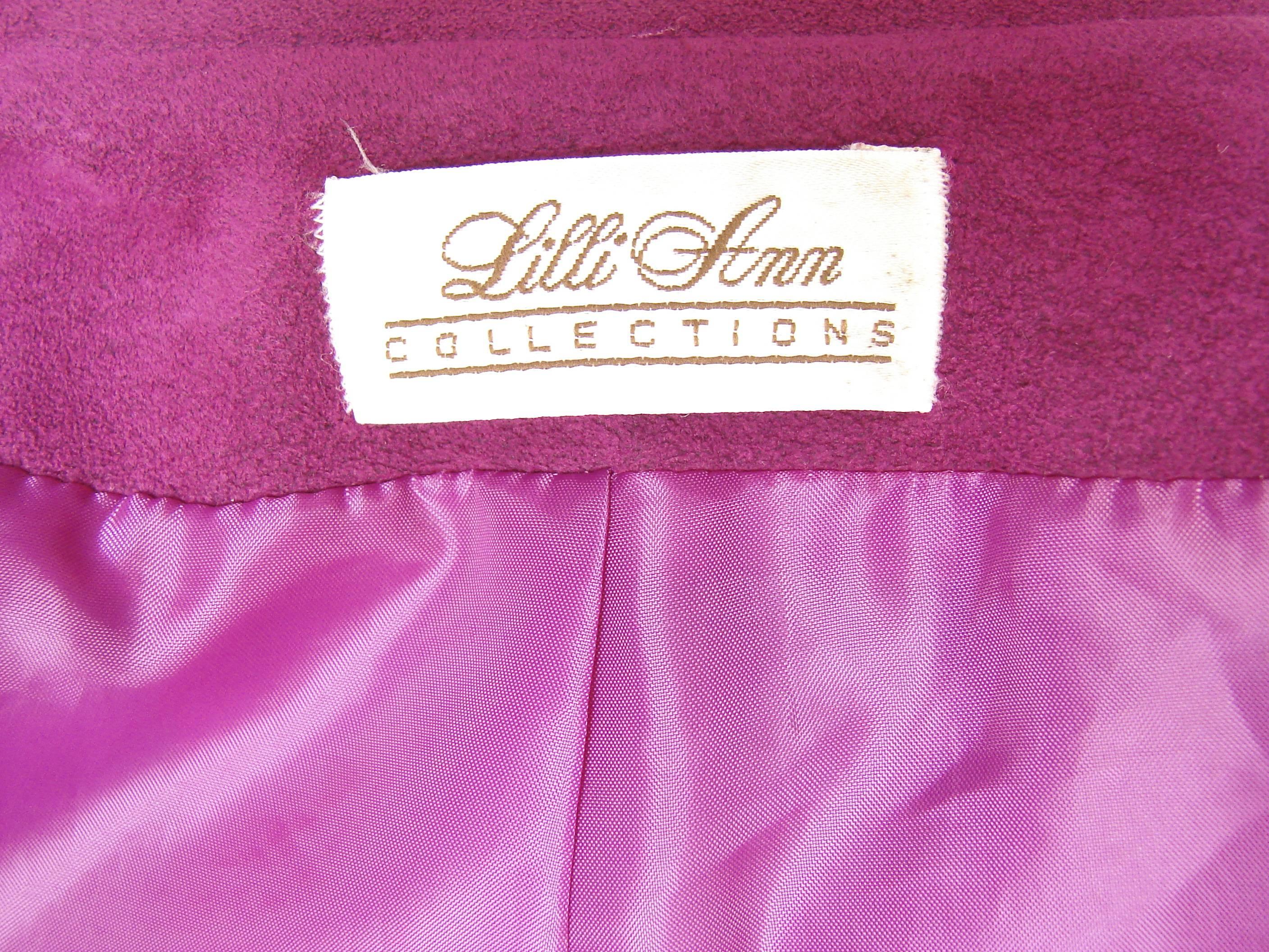 Lilli Ann Vibrant Magenta Ultrasuede Belted Trench Coat Size M 1970s 1