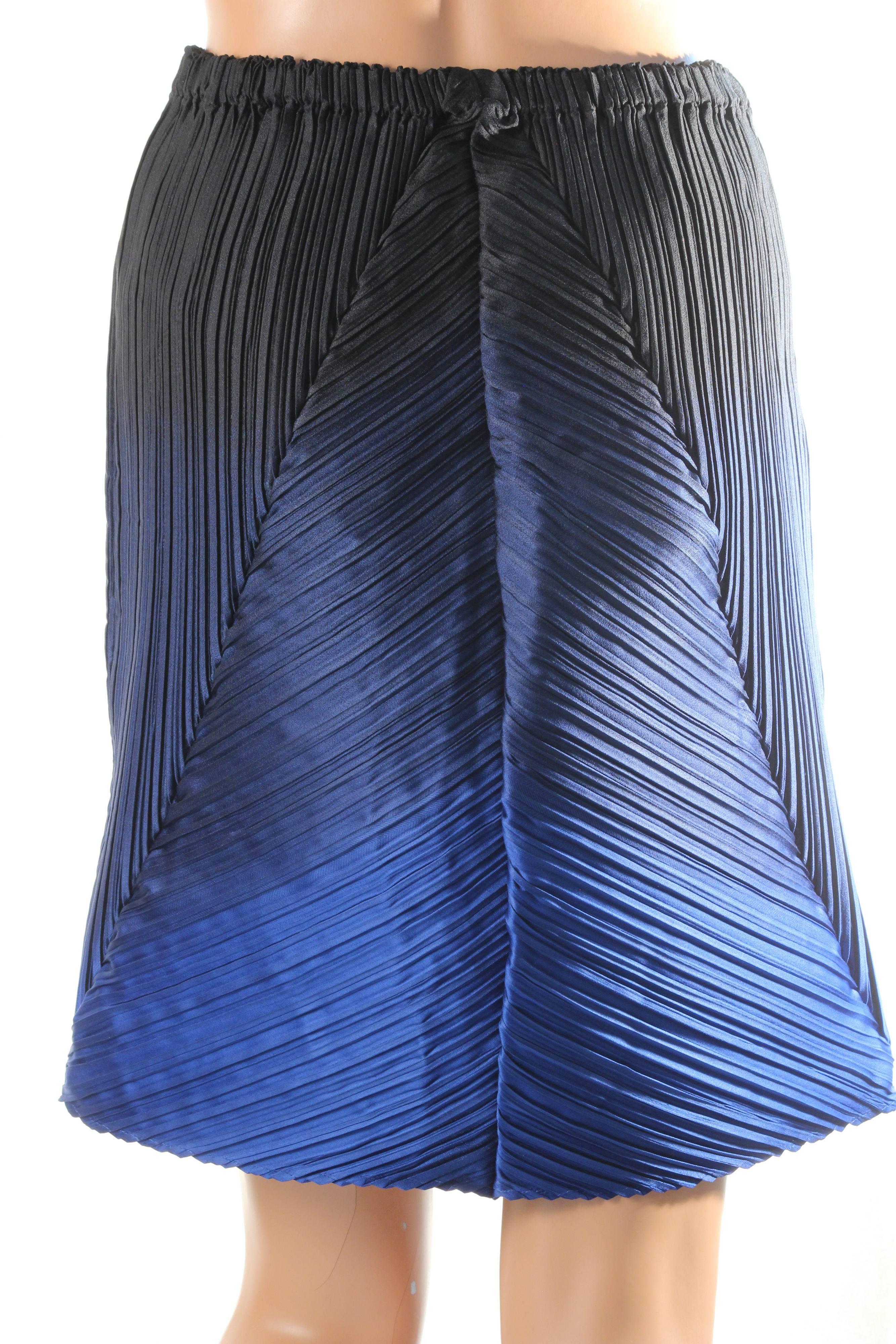 Issey Miyake Blue Ombre Micro Pleated Jacket and Skirt Suit Ensemble Japan Sz 2  1