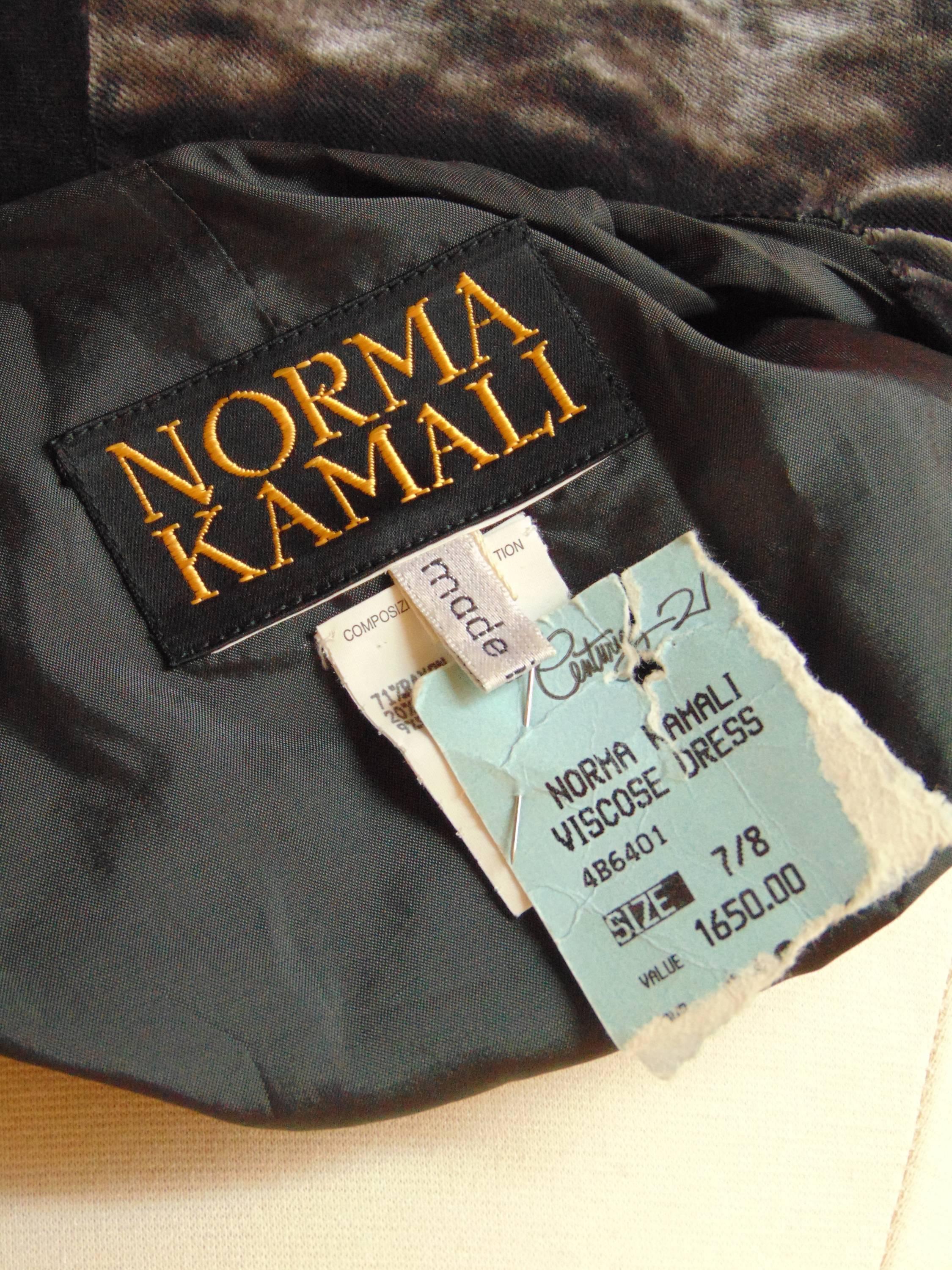 Norma Kamali Steel Grey Silk Velvet Jacket with Bishop Sleeves New Old Stock S 1