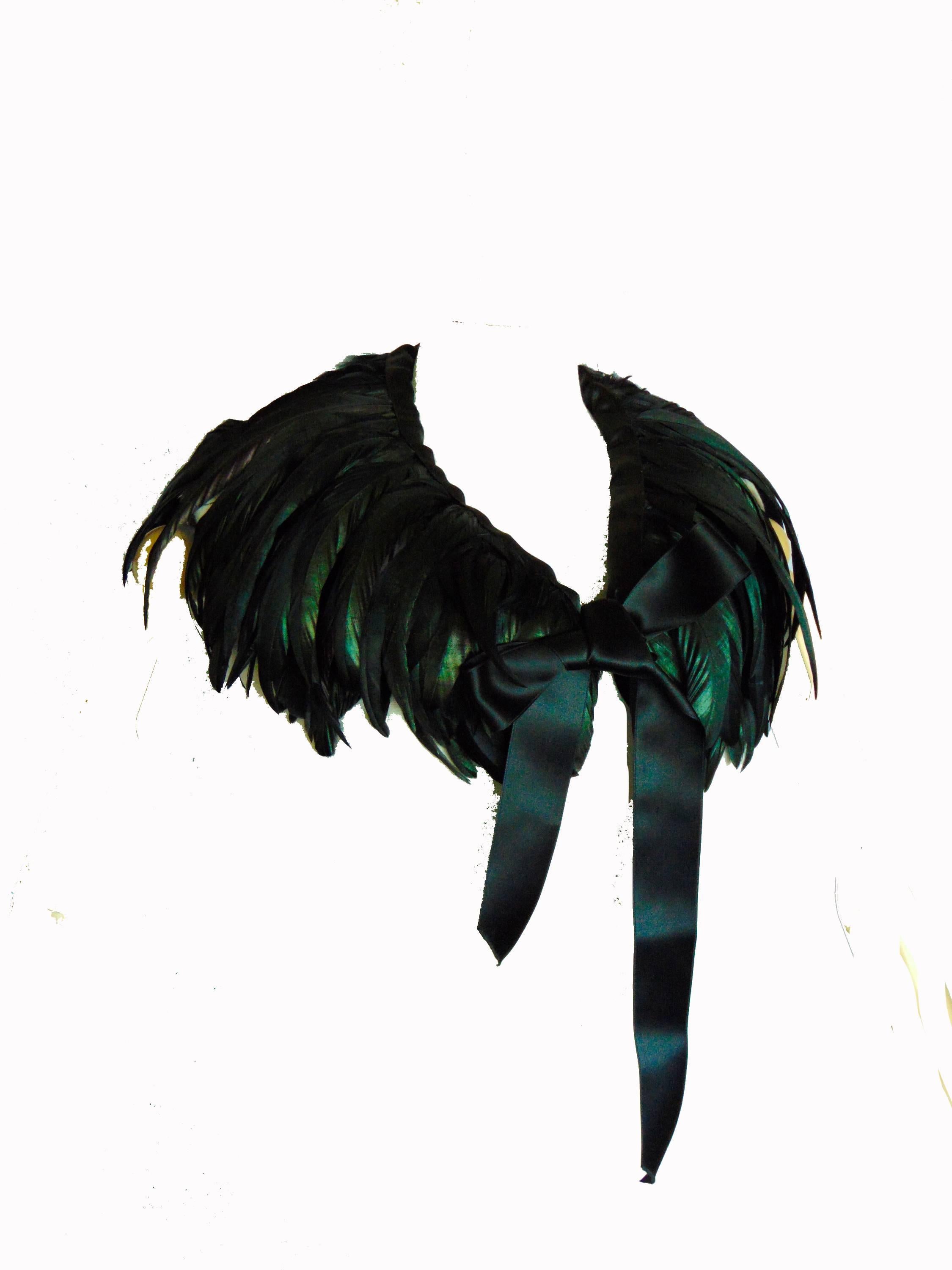 Yves Saint Laurent Iridescent Feather Oversized Collar Evening Cape, 1970s In Good Condition In Port Saint Lucie, FL