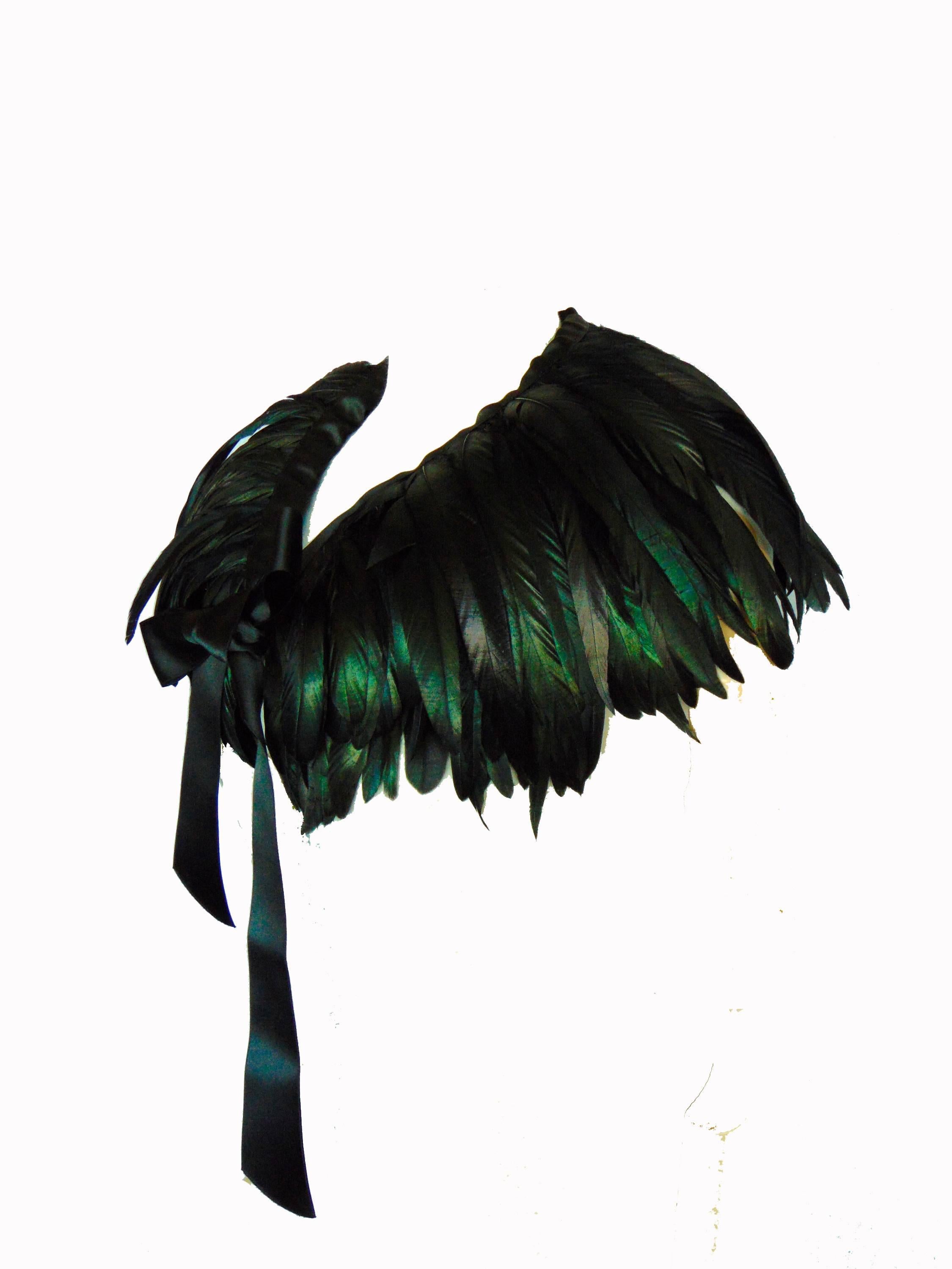 Women's Yves Saint Laurent Iridescent Feather Oversized Collar Evening Cape, 1970s