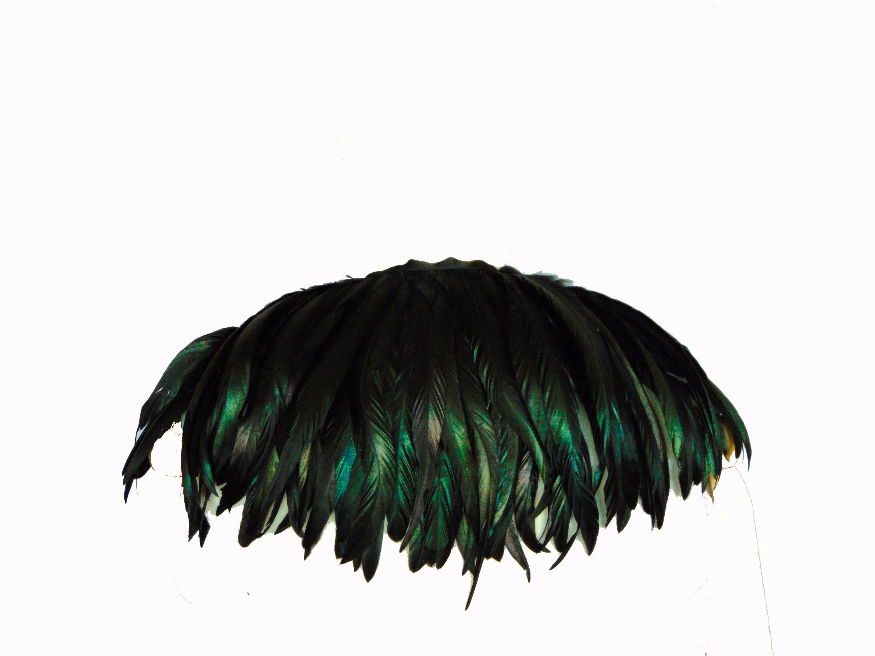 Yves Saint Laurent Iridescent Feather Oversized Collar Evening Cape, 1970s 1