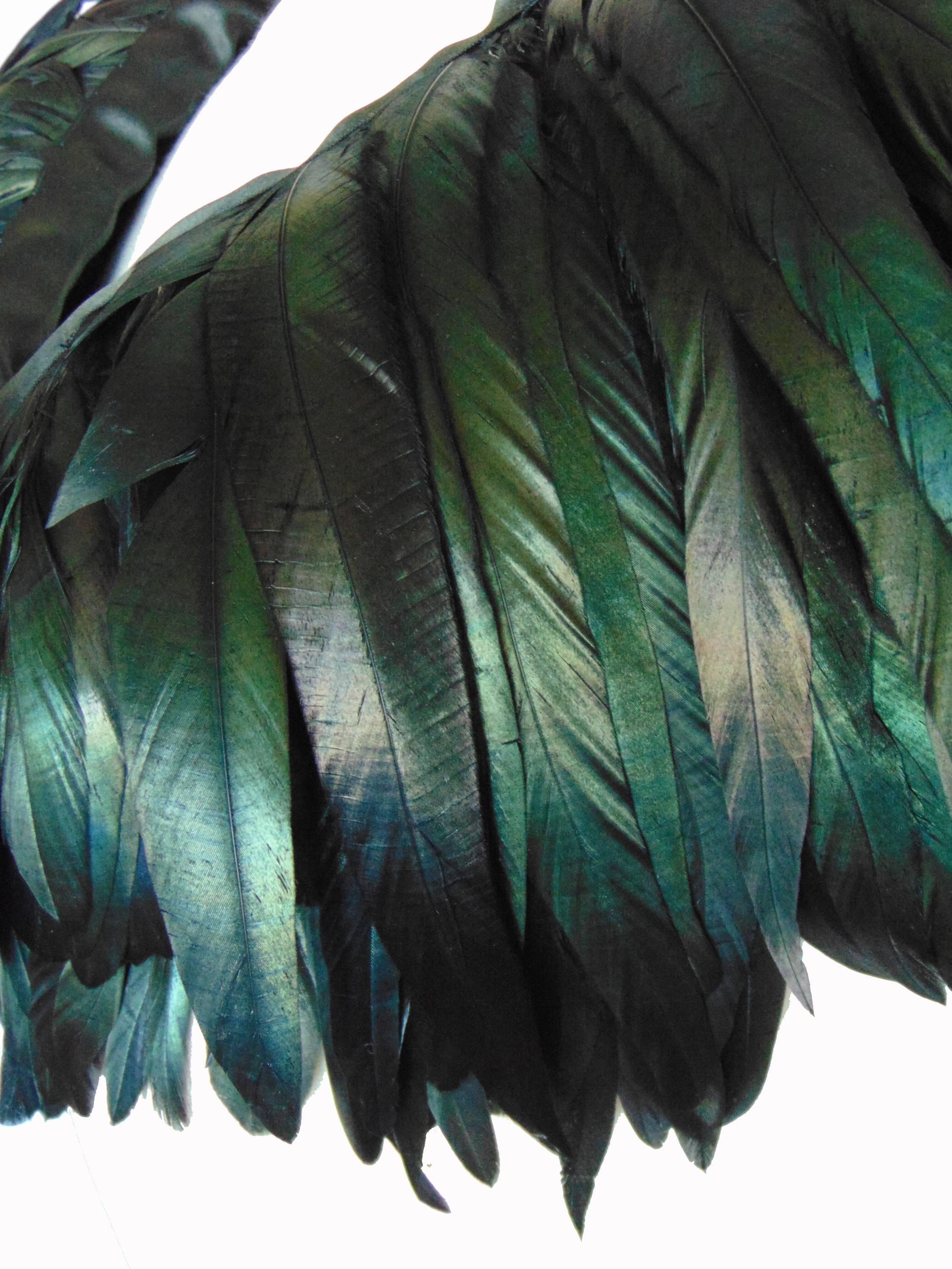 Yves Saint Laurent Iridescent Feather Oversized Collar Evening Cape, 1970s 3