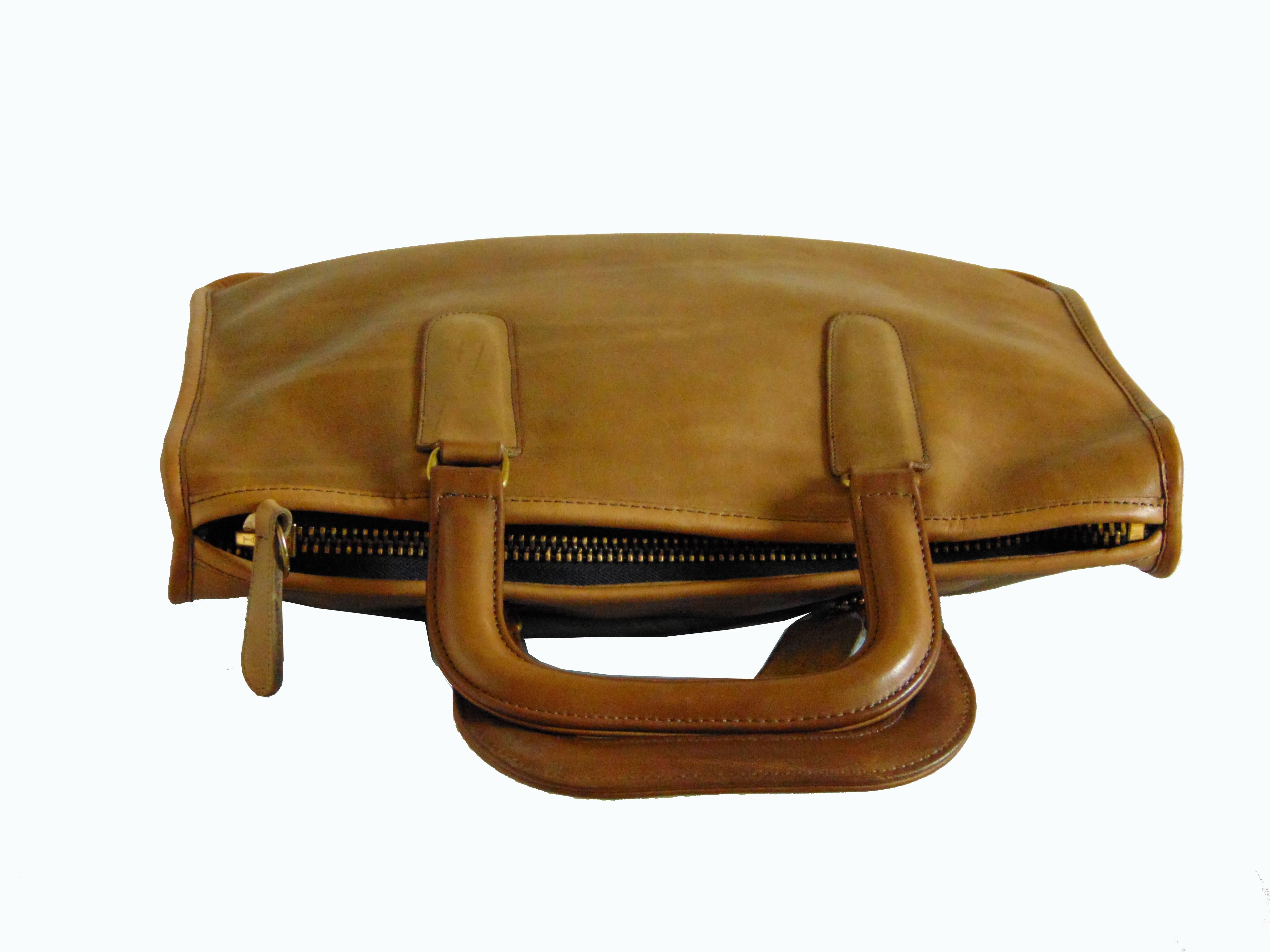 Bonnie Cashin for Coach Saddle Tan Leather Tote Bag Briefcase NYC 1960s  2