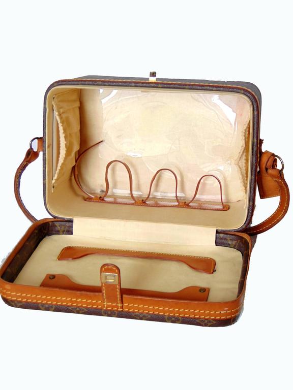 Louis Vuitton Monogram Canvas Train Case Travel Bag Vanity + Luggage Tag 1980s at 1stdibs
