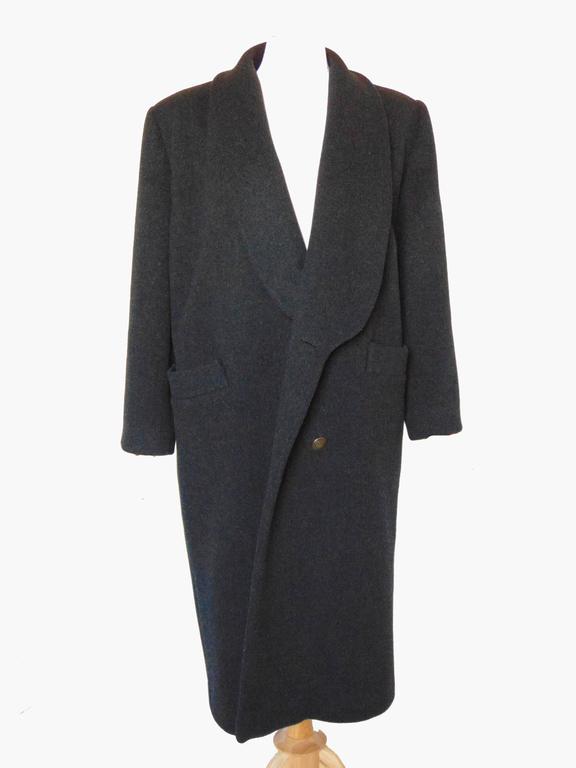 Christian Dior Ladies Long Coat Charcoal Gray Wool Double Breasted Size ...
