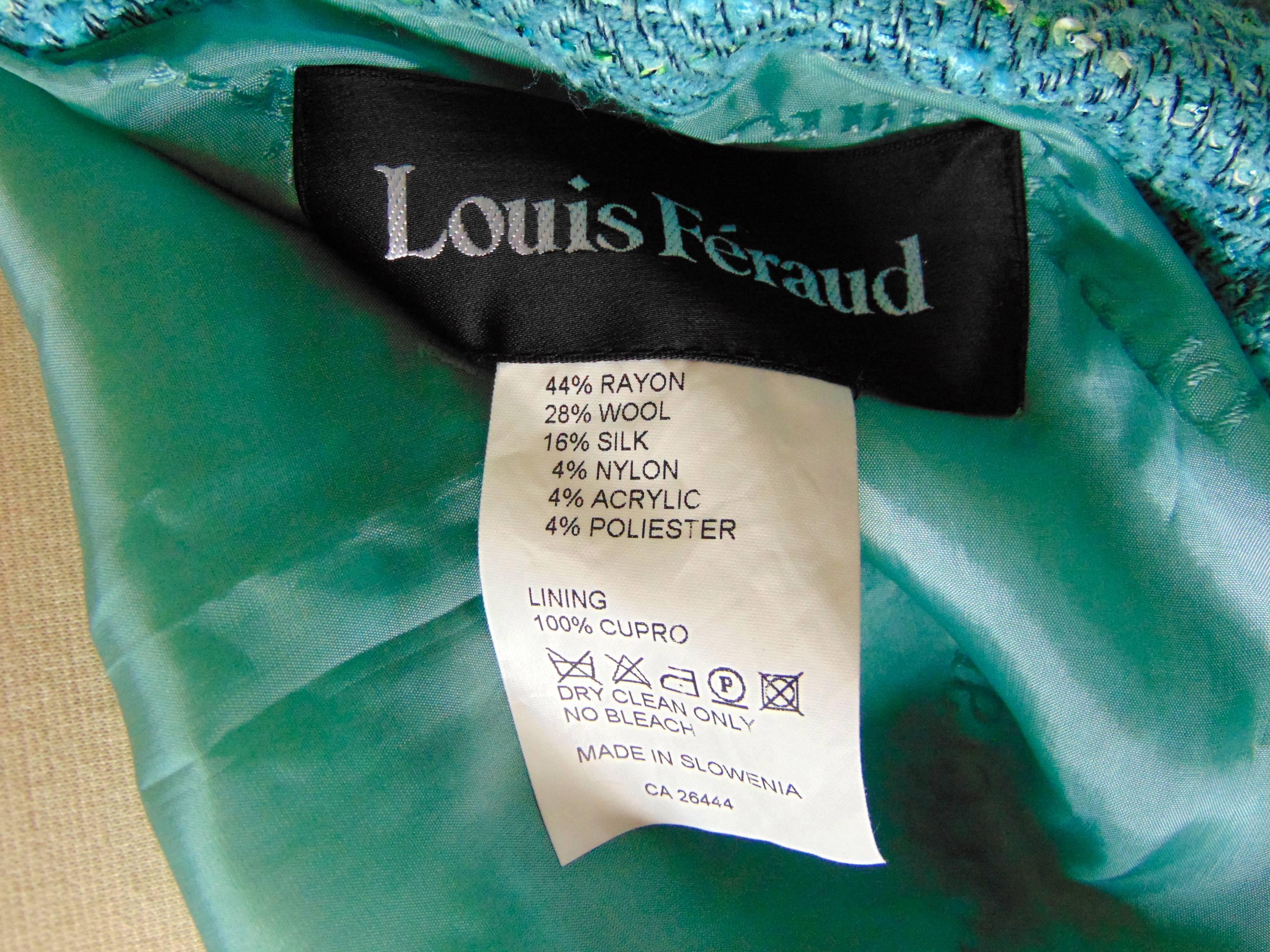 Louis Feraud Ladies Jacket + Skirt Suit 2pc Woven Wool Silk Blend EU44 US14 3