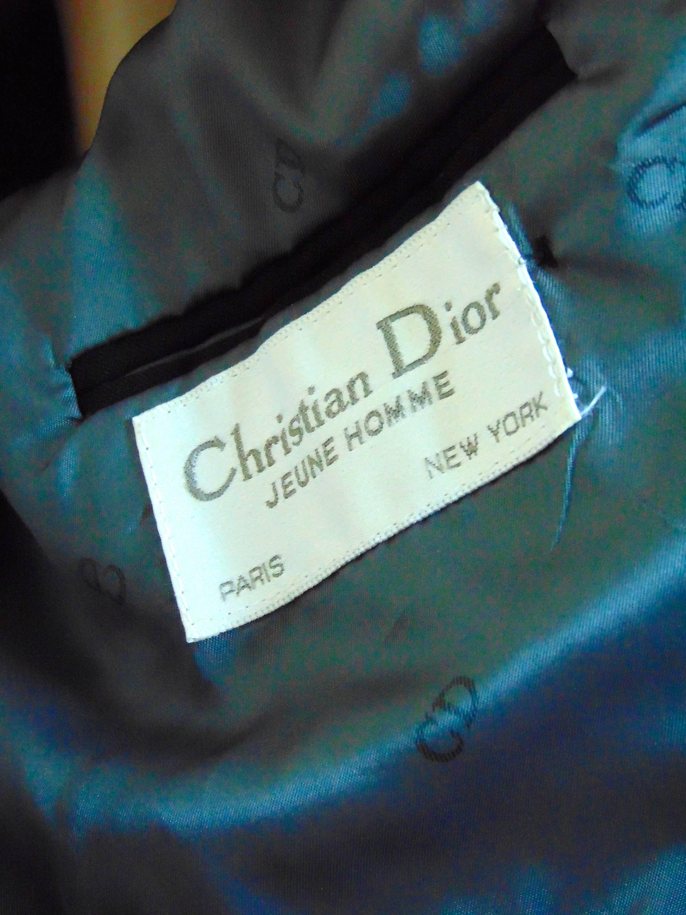 Christian Dior Jeune Homme Tuxedo Jacket With Tails Black Wool Size S/M 1980s In Excellent Condition In Port Saint Lucie, FL