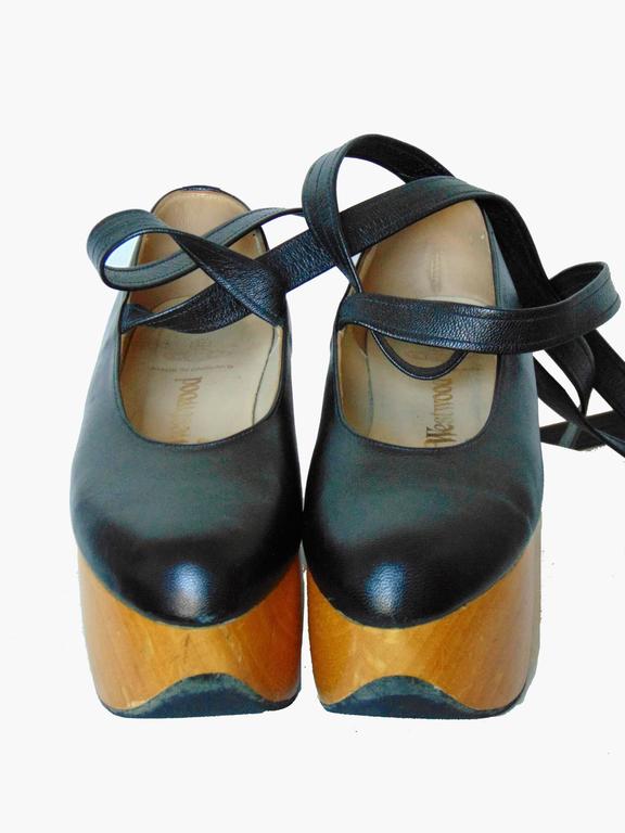 Vivienne Westwood Rocking Horse Shoes Black Leather Ballerina Platforms