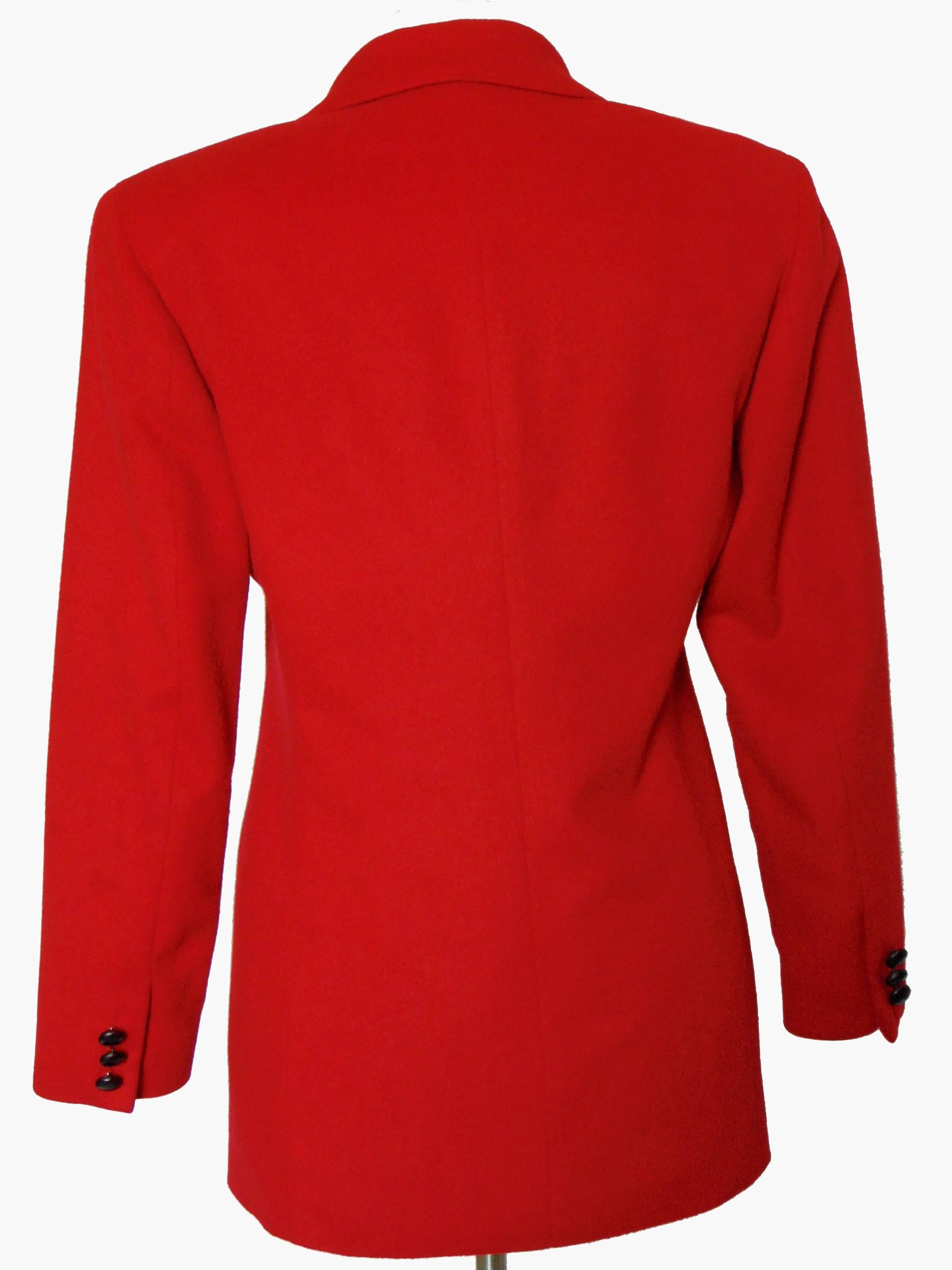 Burberrys Red Ladies Blazer Jacket Cashmere Wool Size 4 1980s 1