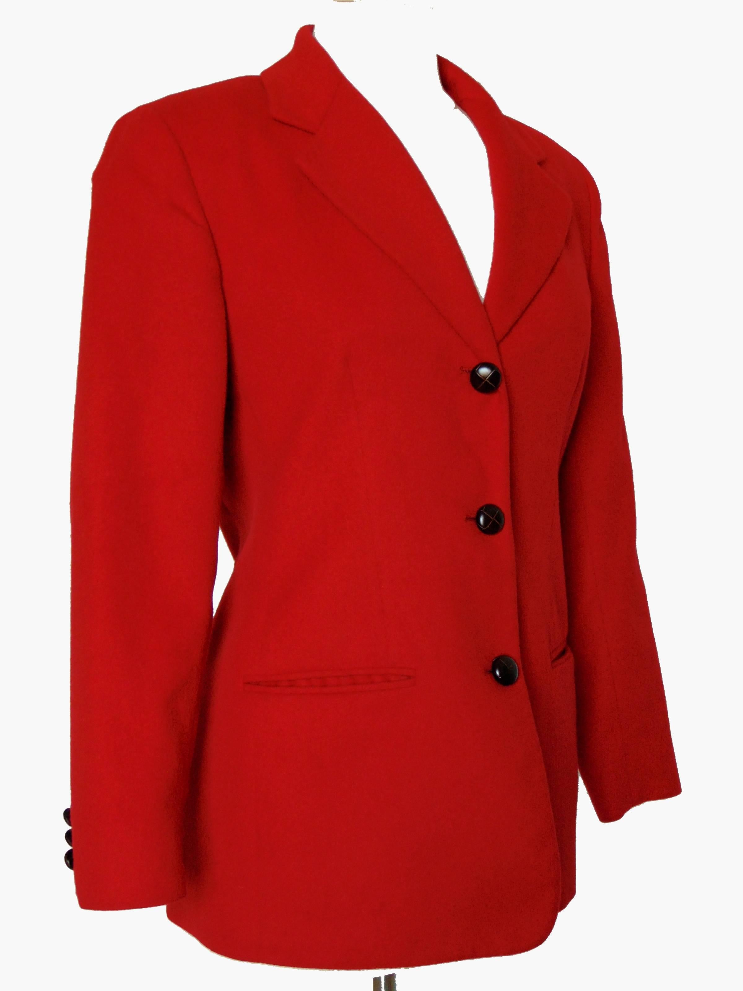 Burberrys Red Ladies Blazer Jacket Cashmere Wool Size 4 1980s In Excellent Condition In Port Saint Lucie, FL