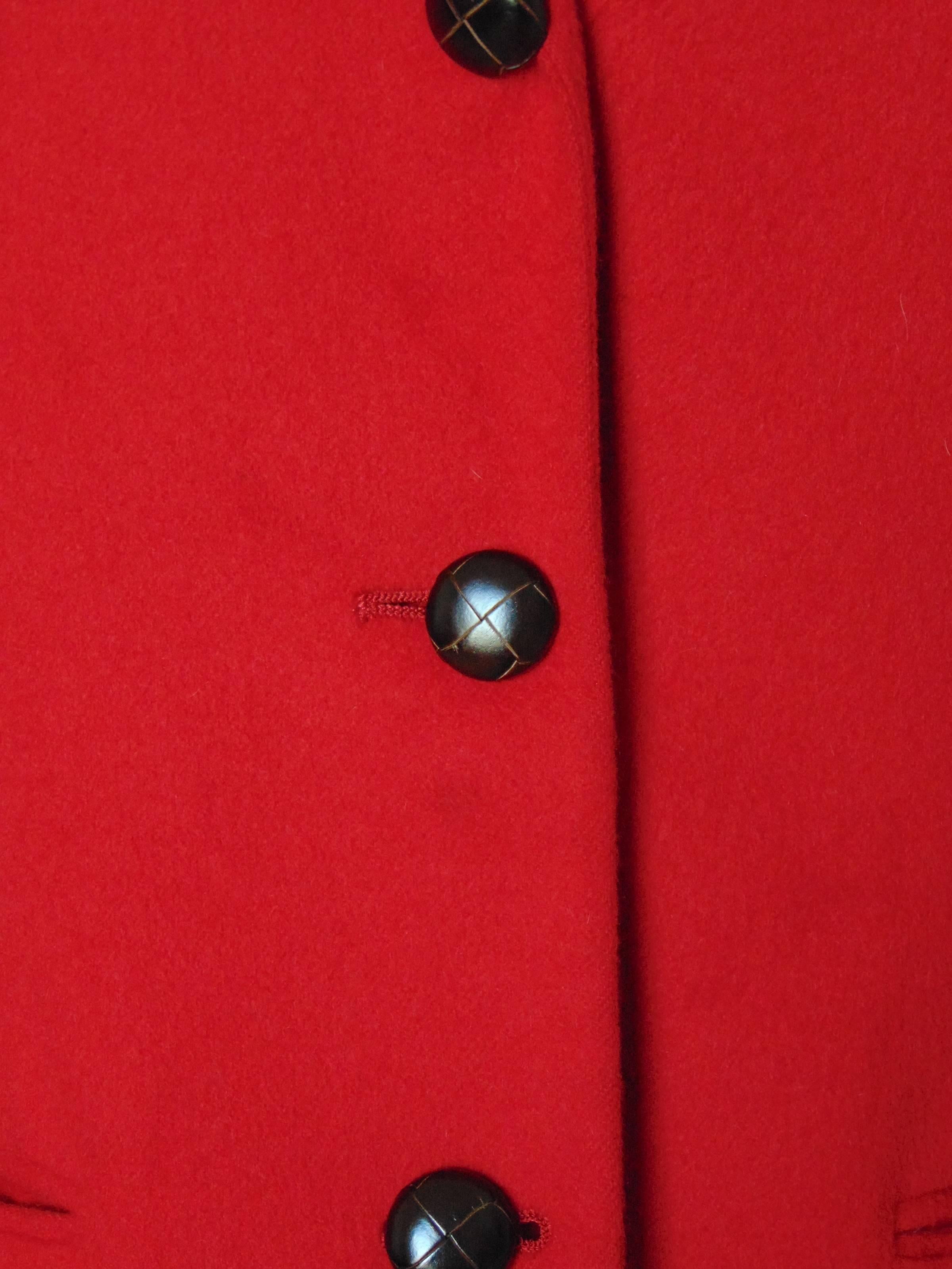 Burberrys Red Ladies Blazer Jacket Cashmere Wool Size 4 1980s 2