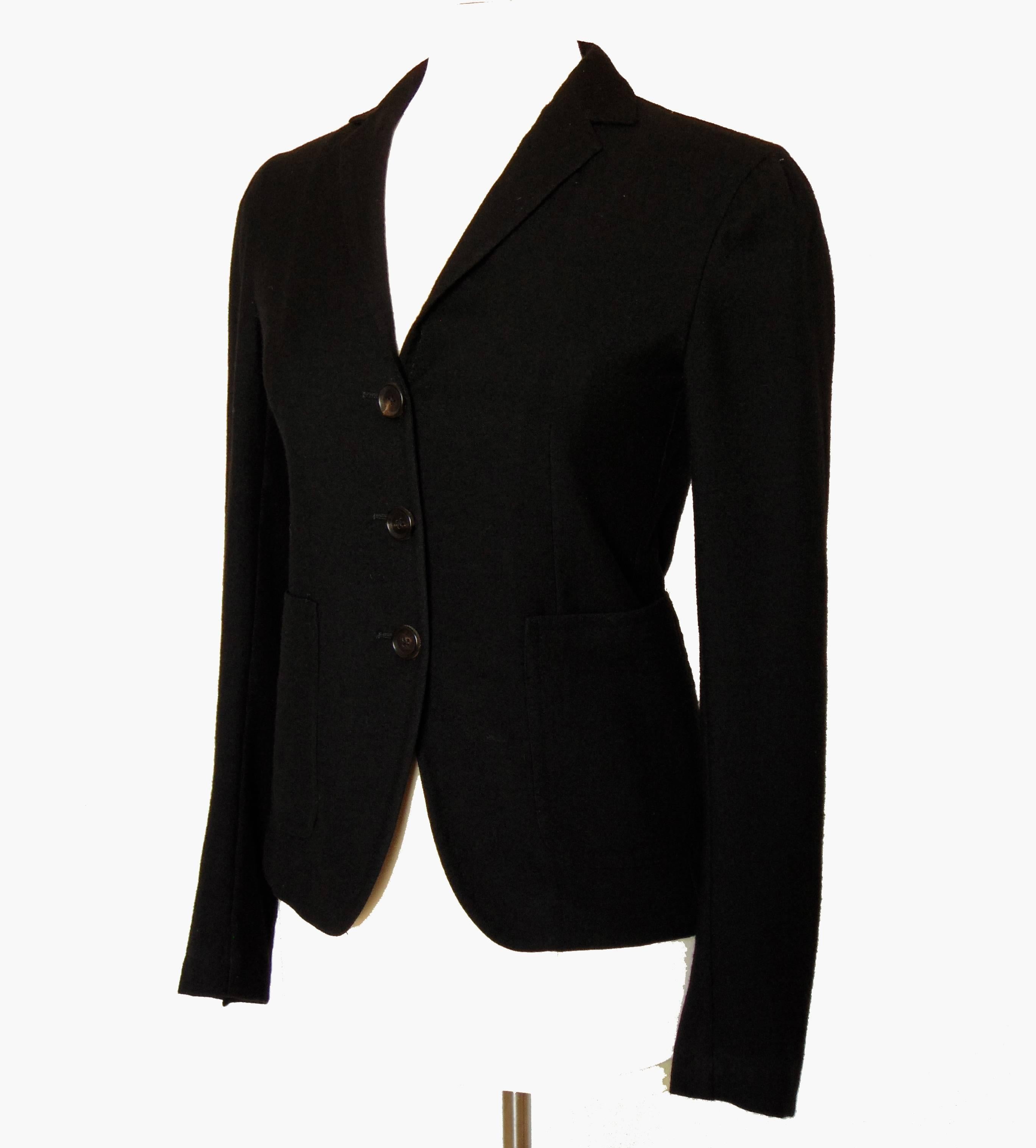 Bottega Veneta Black Wool Jacket Blazer Size 42 Italy In Excellent Condition In Port Saint Lucie, FL