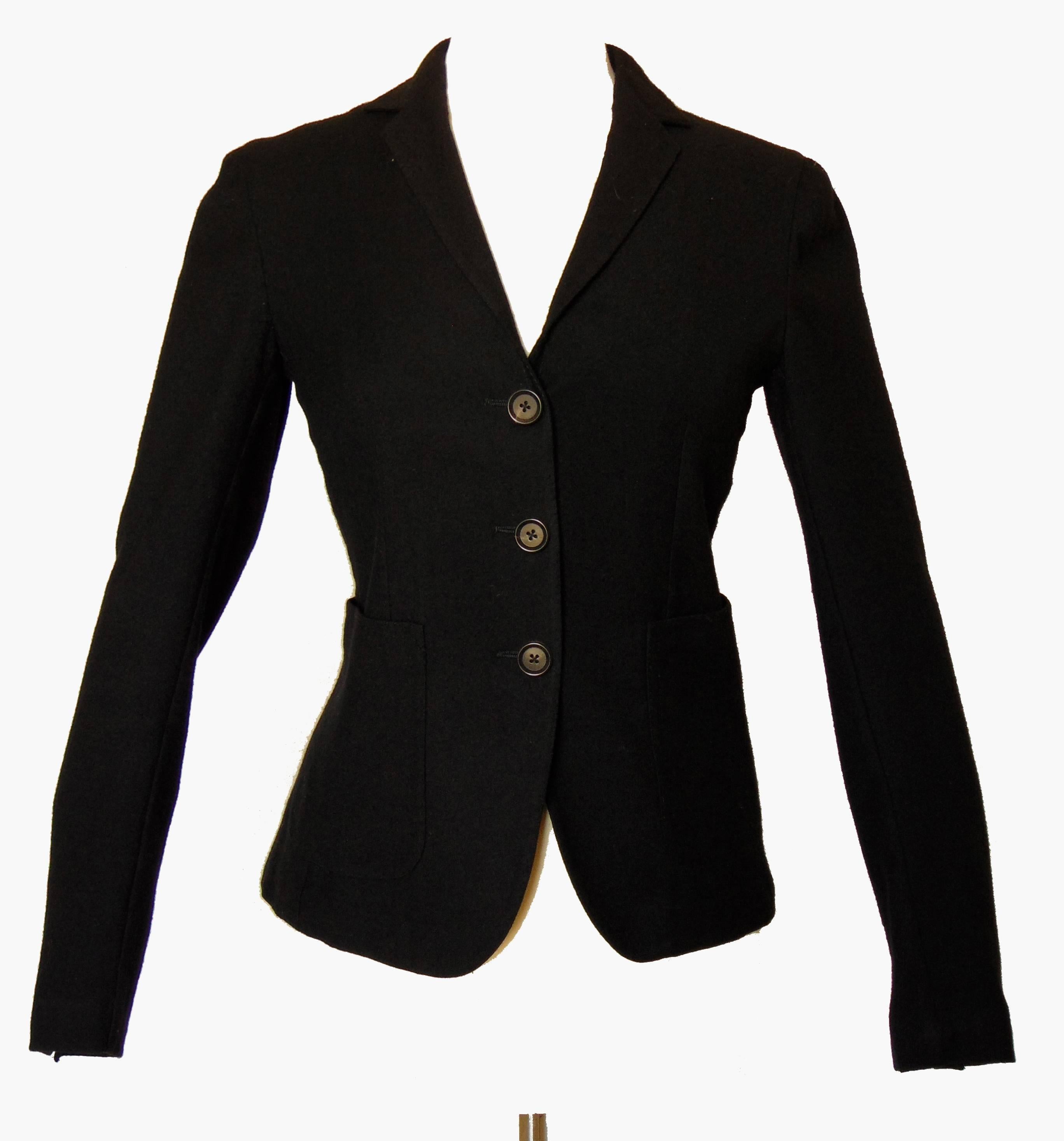 Women's Bottega Veneta Black Wool Jacket Blazer Size 42 Italy