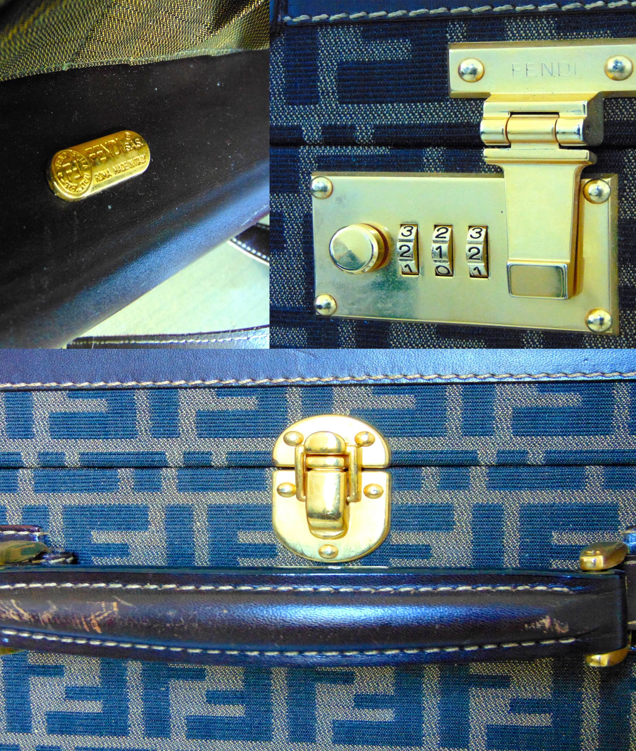 Rare Fendi Hard-Sided Travel Trunk Suitcase Zucca Pattern Vintage 1980s 1