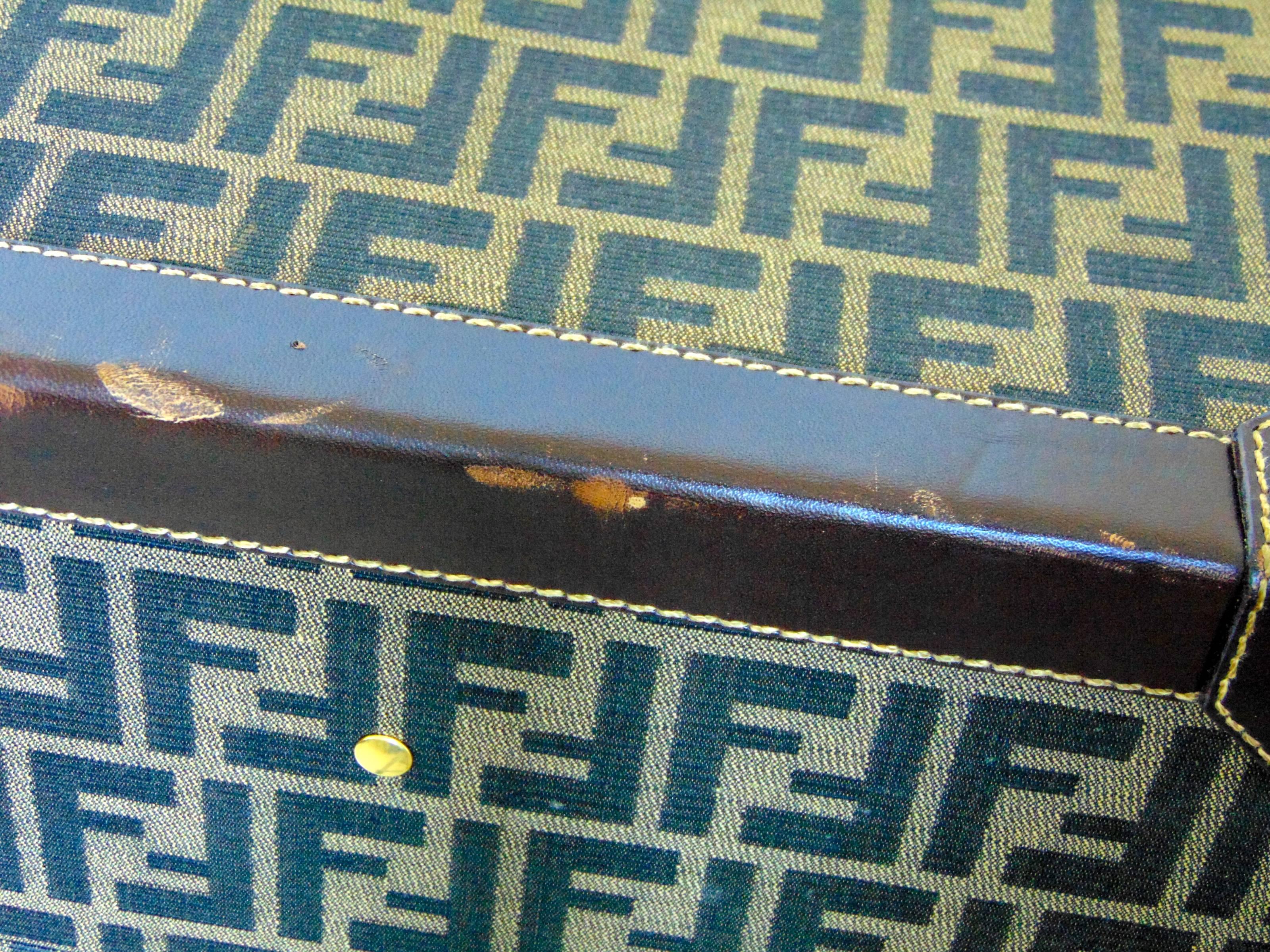 Rare Fendi Hard-Sided Travel Trunk Suitcase Zucca Pattern Vintage 1980s 2