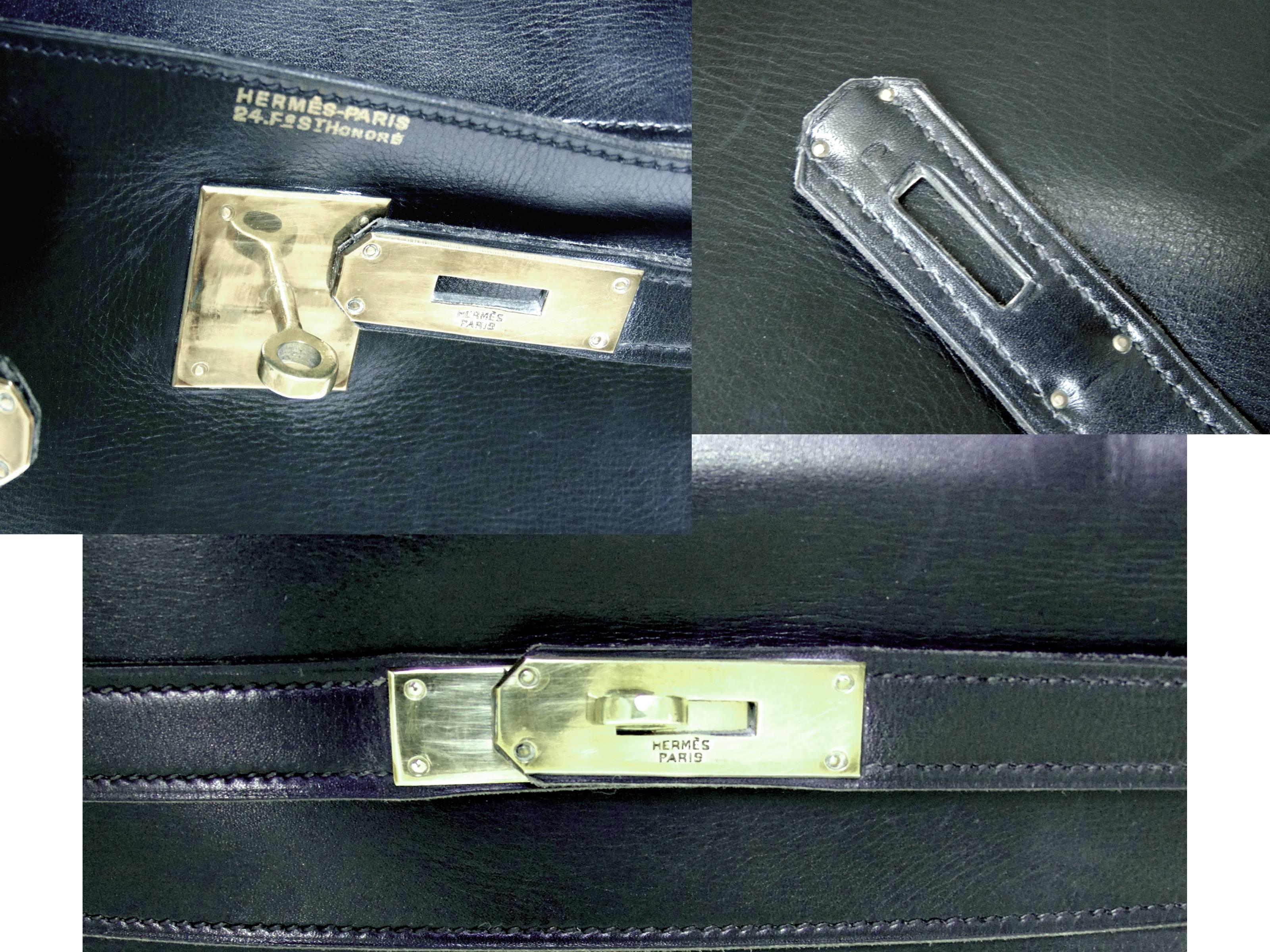 Rare 1947 Hermes Kelly Bag Retourne 35cm Sac a Depeches in Black Box Leather  1