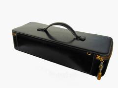 Unique Hermes Black Box Leather Trinket Box with Red Velvet Lining 1940s