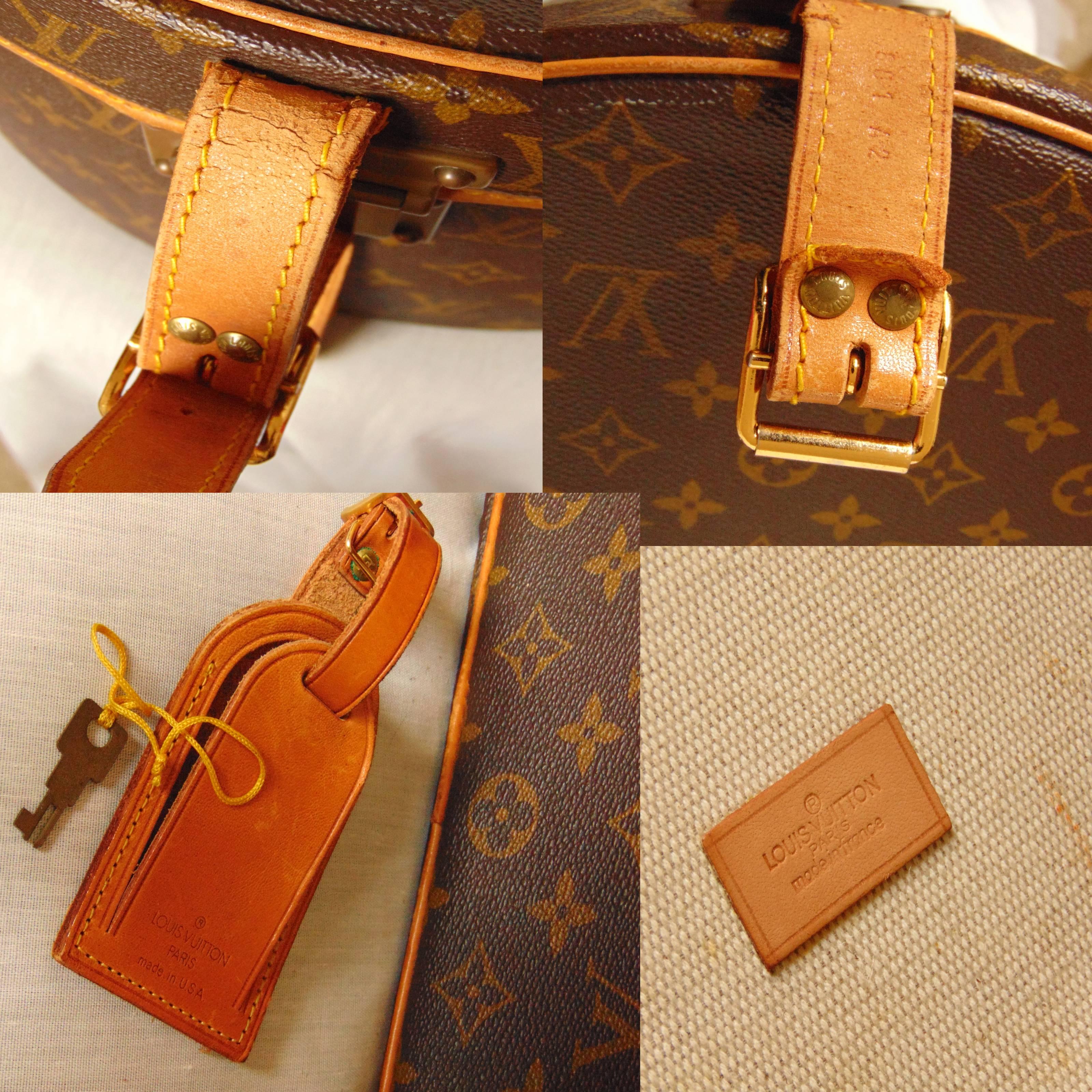 Louis Vuitton Monogram Round Hat Box Boite Chapeau Travel Case + ID Tag 40cm 80s 2