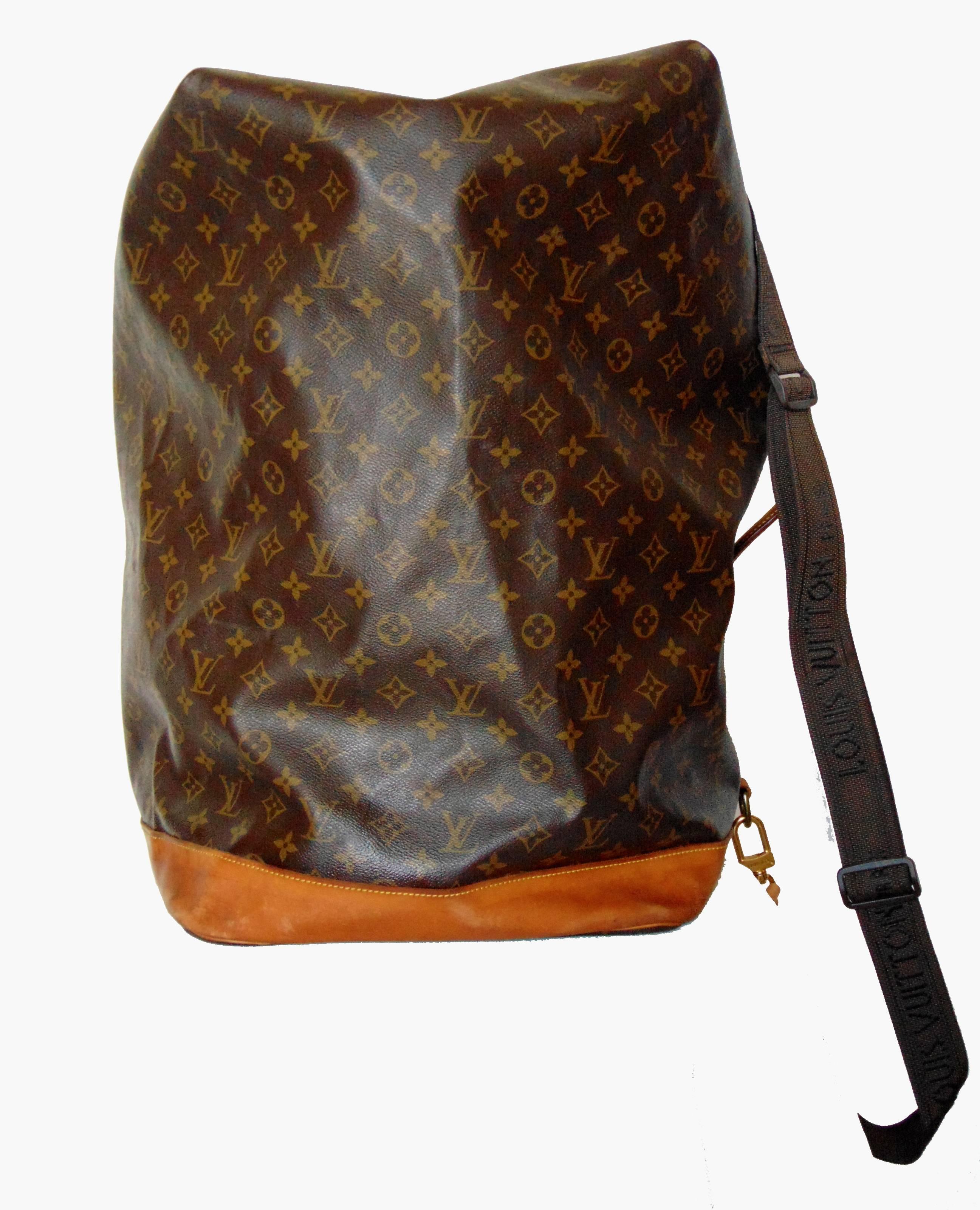 Black Louis Vuitton Sac Marin Bag Monogram Extra Large Duffle with Shoulder Strap 1990