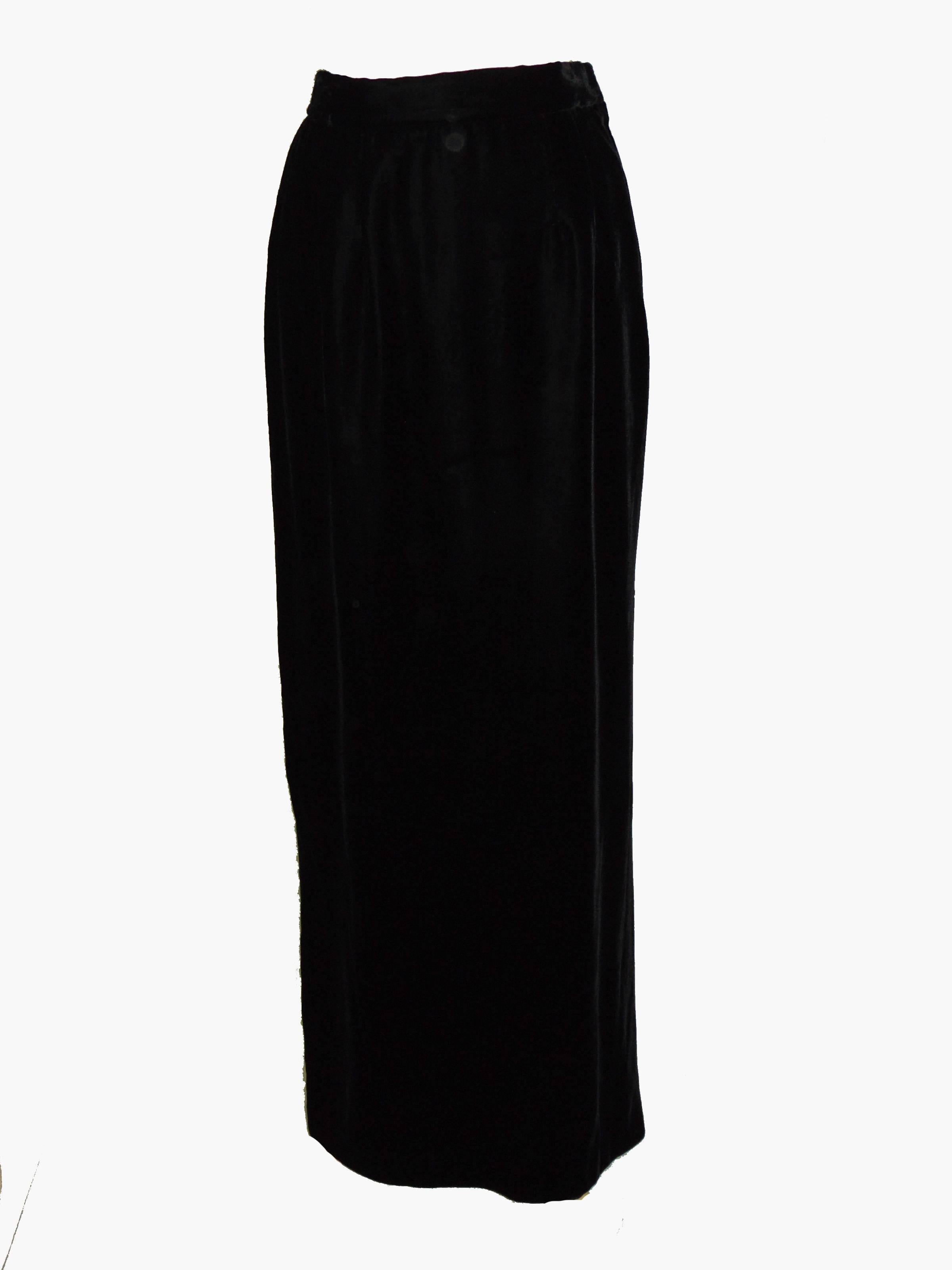 Classic Oscar de la Renta Black Evening Skirt with Side Vent Size 12 1980s  1