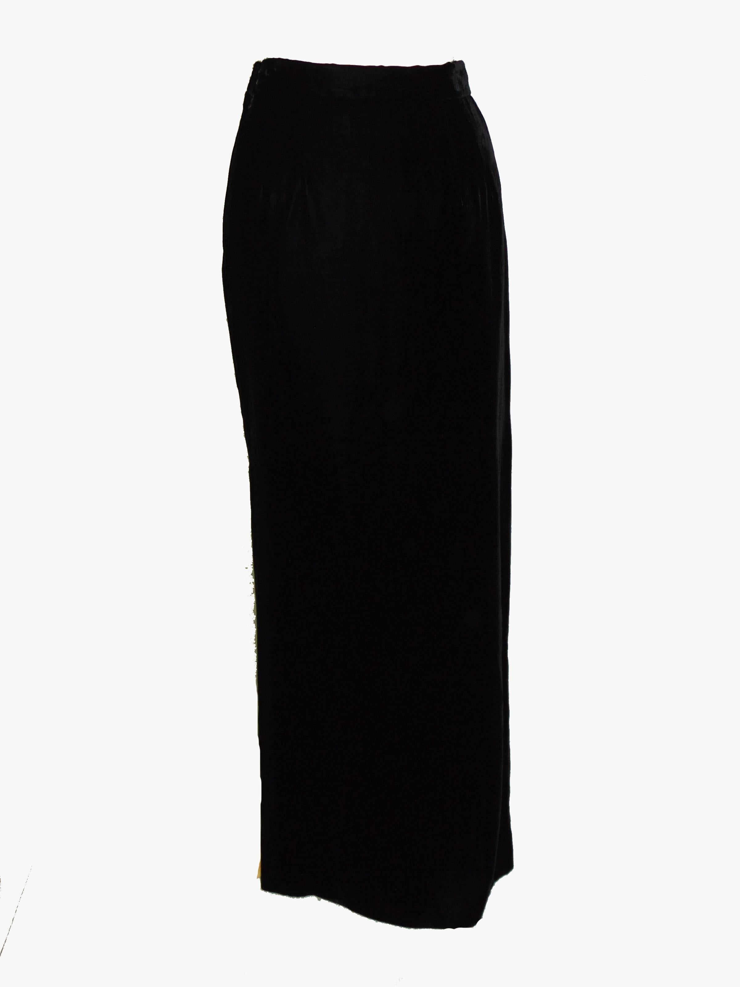 Women's Classic Oscar de la Renta Black Evening Skirt with Side Vent Size 12 1980s 