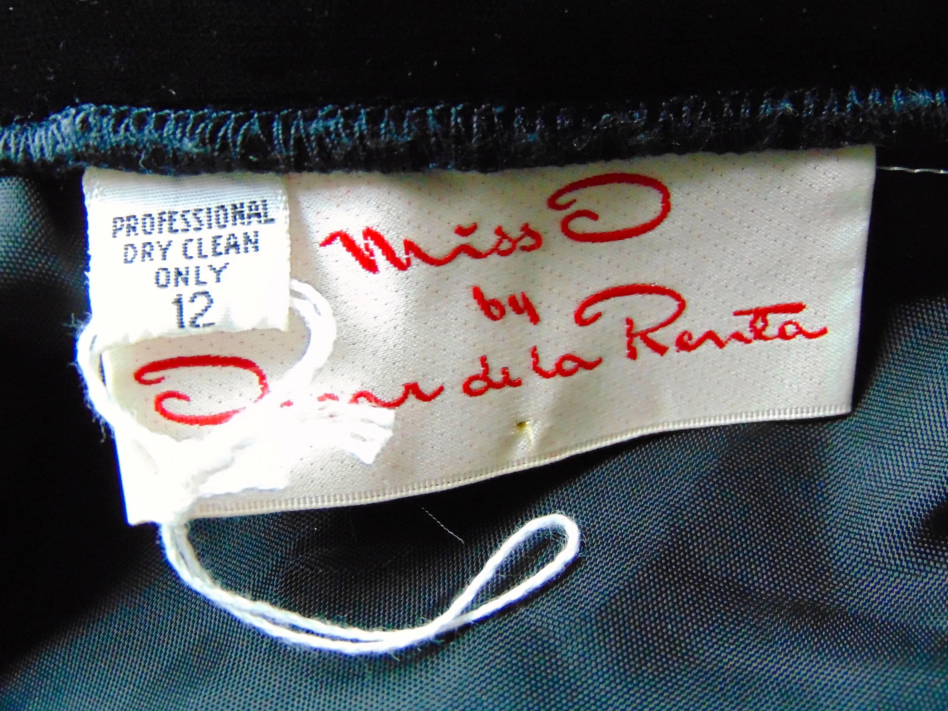 Classic Oscar de la Renta Black Evening Skirt with Side Vent Size 12 1980s  2