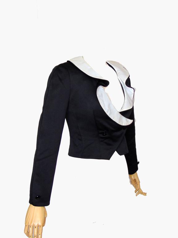 Jill Richards Vintage Black and White Silk Satin Jacket Cropped Size 6 ...