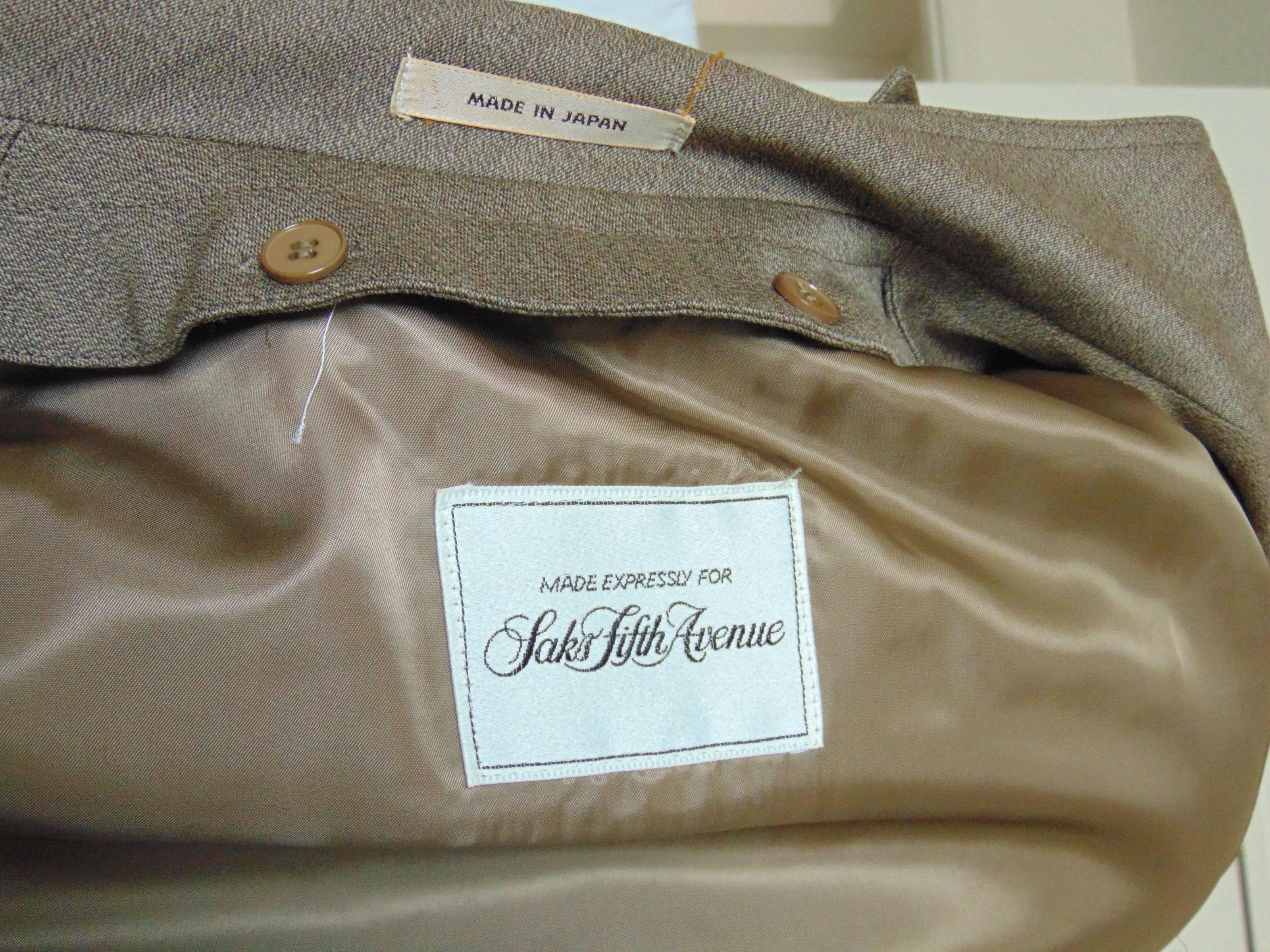 Saks Fifth Avenue Sanyo Ladies Wool Trench Coat with Removable Lining Sz 10 90s In Excellent Condition In Port Saint Lucie, FL