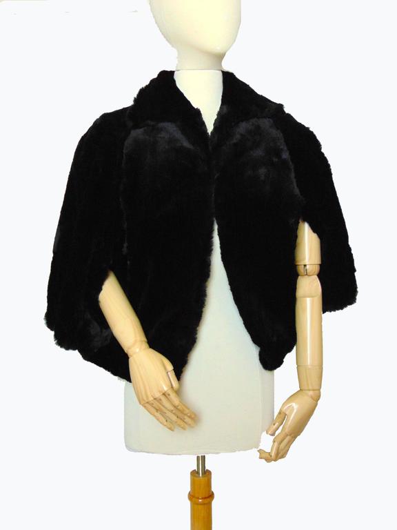 Morton's Washington DC Black Sheared Beaver Fur Stole Cape Vintage