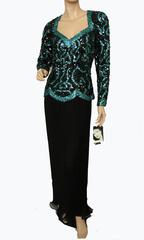 Fabulous Evening Gown Niteline by Della Roufogali Green Sequins New Tags Size 6