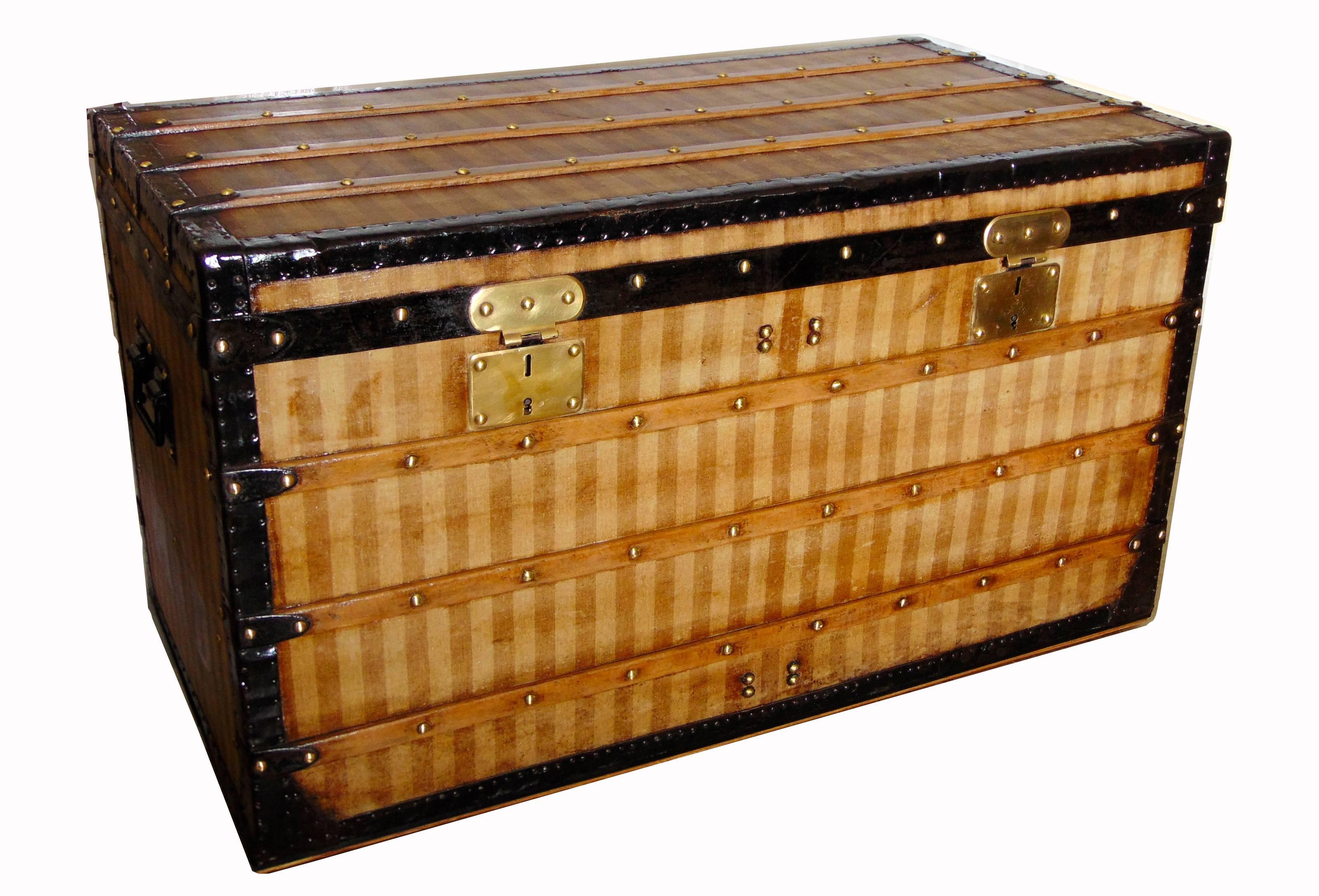 We love antique pieces with a story - and this Louis Vuitton Rayée steamer trunk has an incredible one!  It was found in an abandoned storage locker in Slidell, Louisiana after Hurricane Katrina, where it had been sitting in water for nearly a