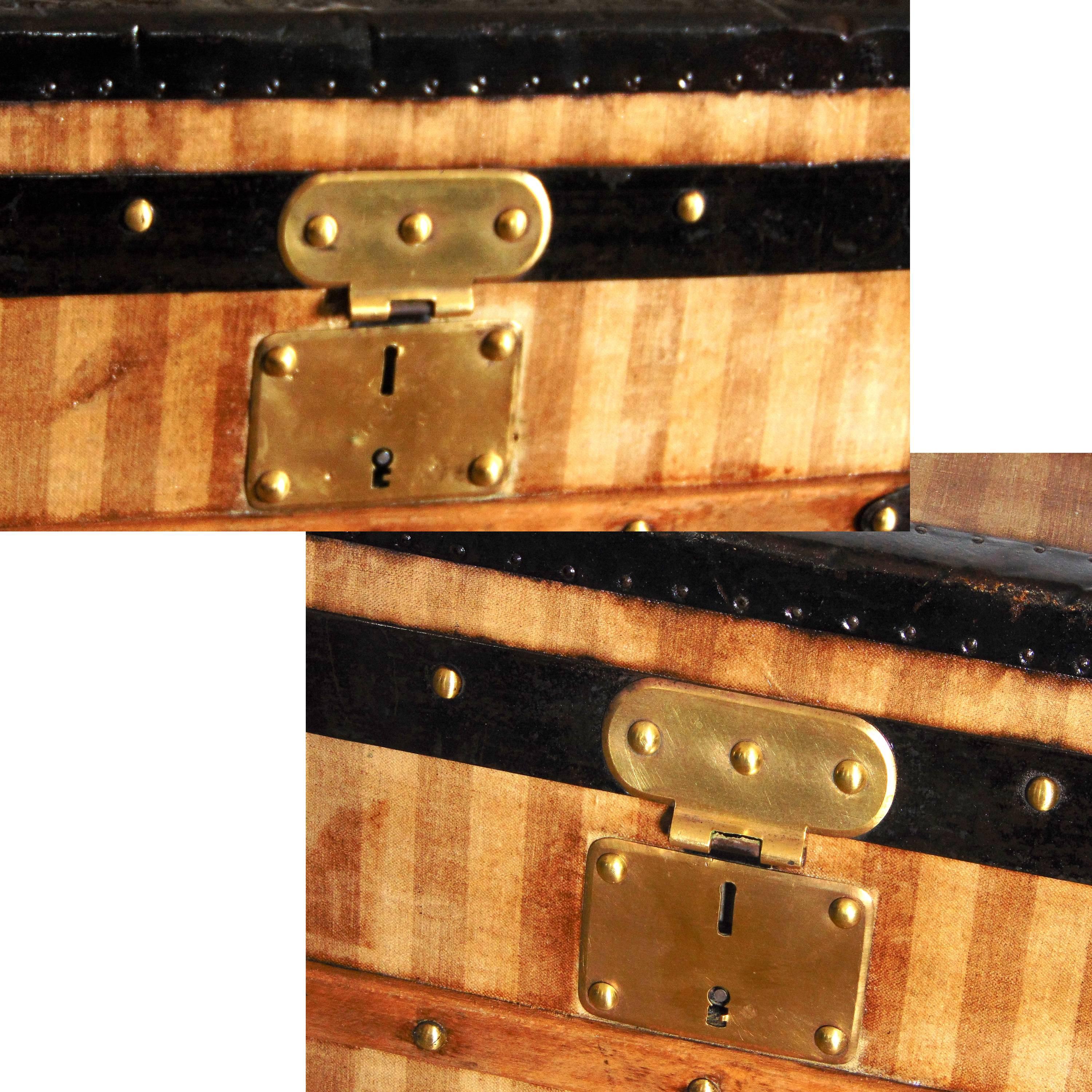 Louis Vuitton Rayée Canvas Steamer Trunk Circa 1876 Rare 3