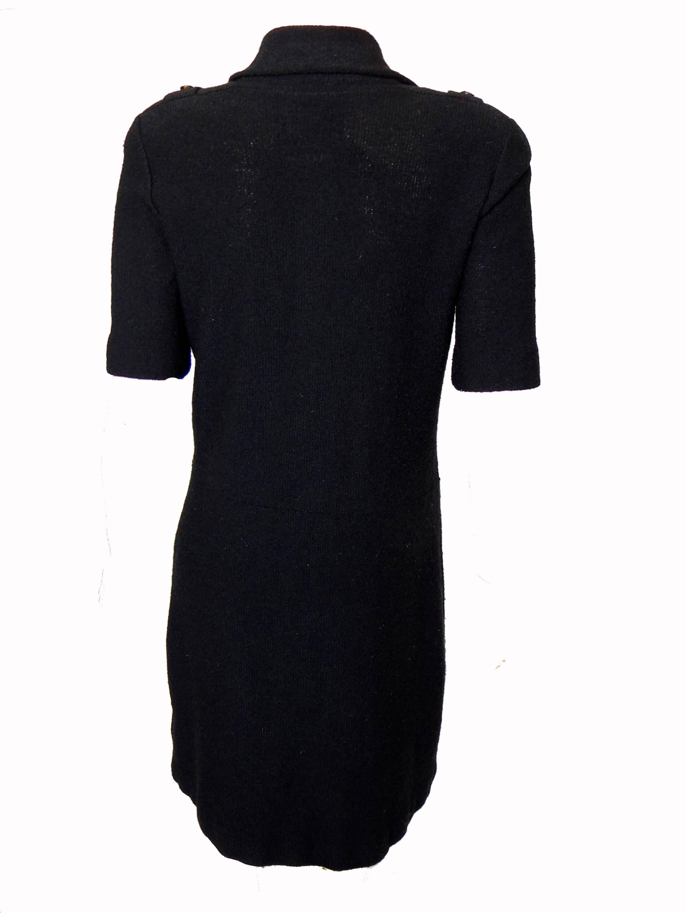 Women's Steve Fabrikant for Neiman Marcus Black Knit Dress with Dragonfly Buttons M 90s