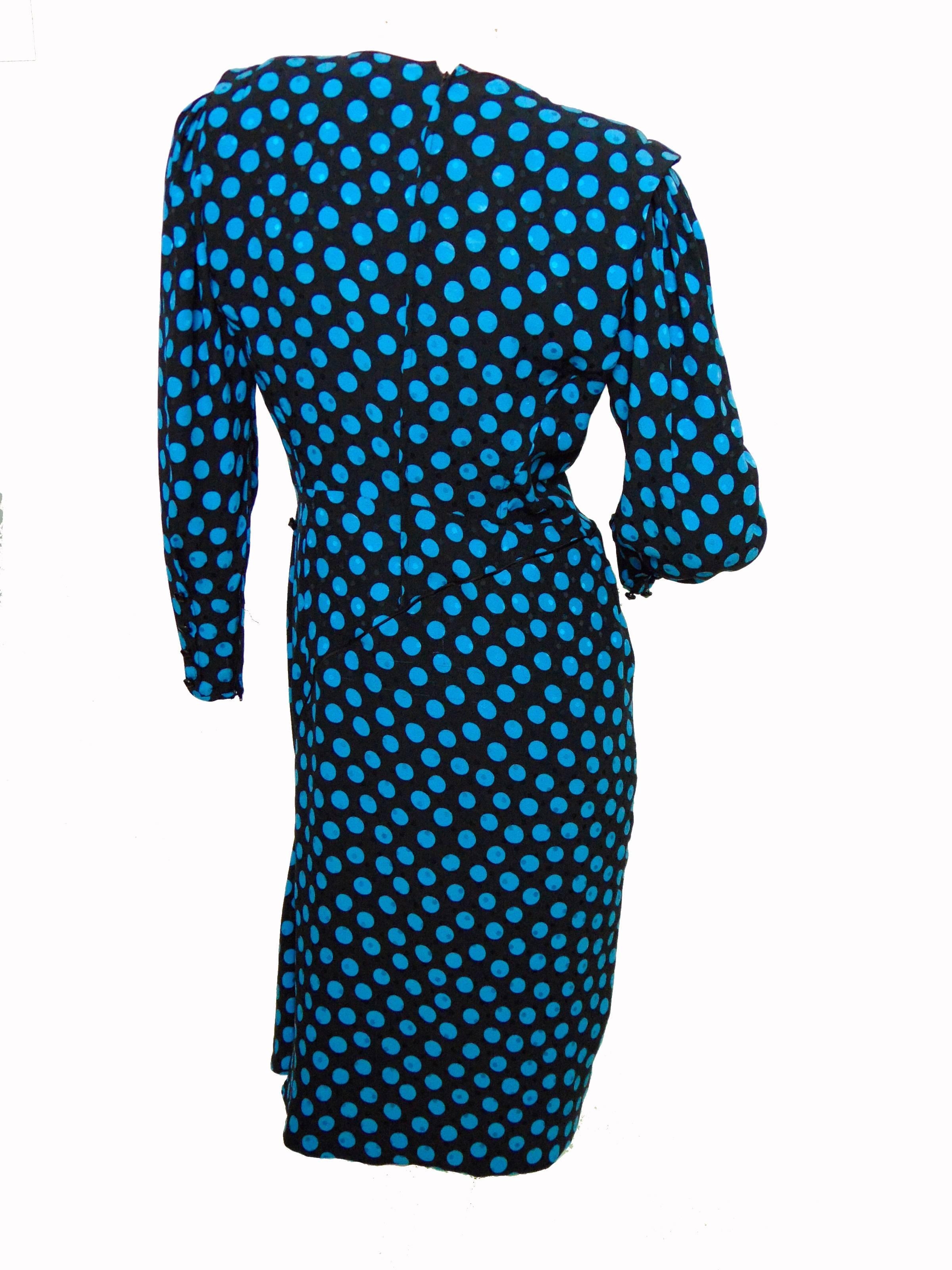Women's Emanuel Ungaro Parallele Silk Dress with Polka Dots 1980s Size S