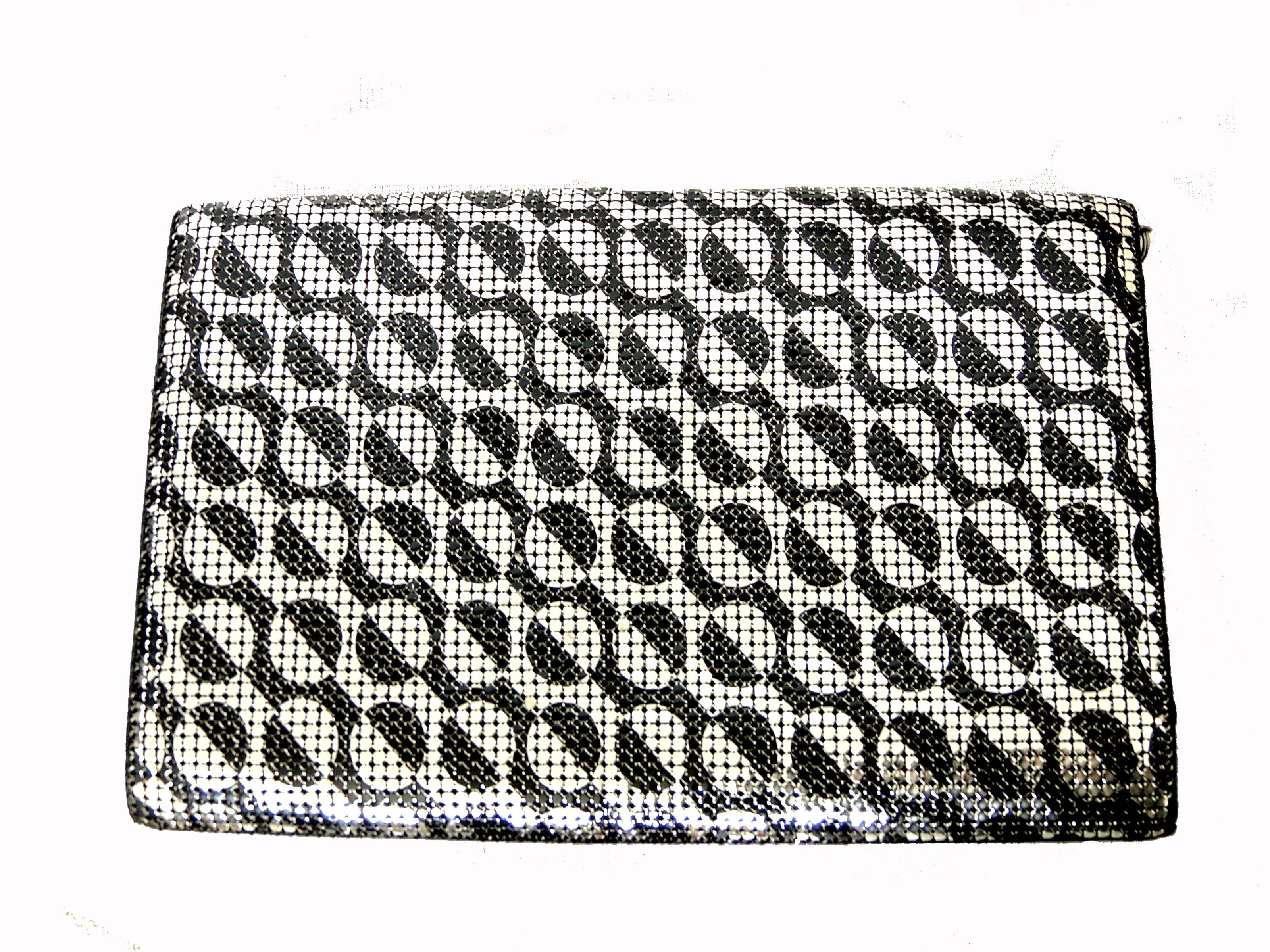 Mod Pierre Cardin Clutch Bag Purse with Black and Silver Mesh 1960s at ...