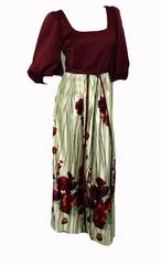 1970s Peasant Maxi Dress or Gown with Tie Belt by Eva Gabor Size 8/10