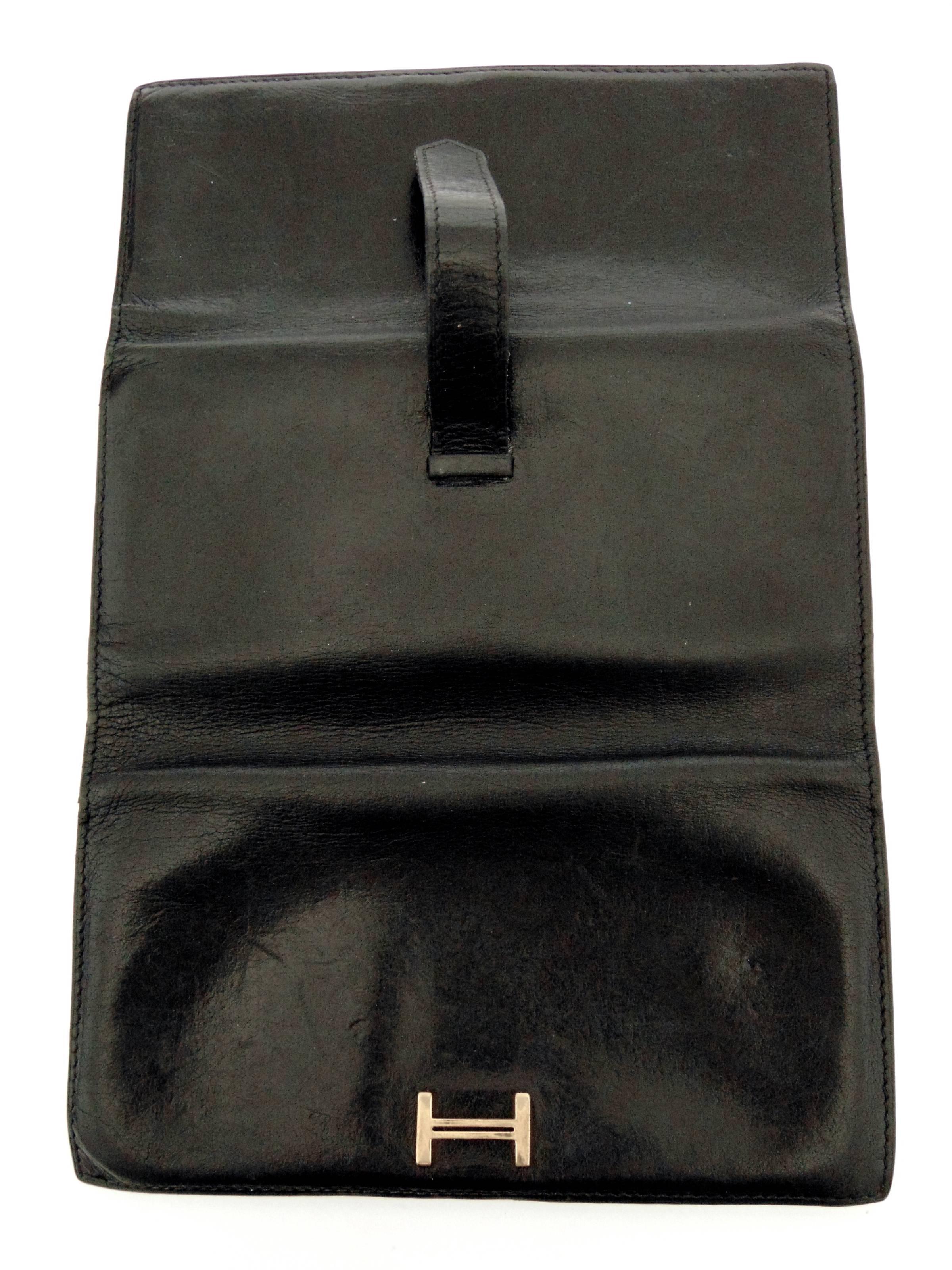 Hermes Black Buffle Gala Leather Wallet Trifold 2004 + Box  1